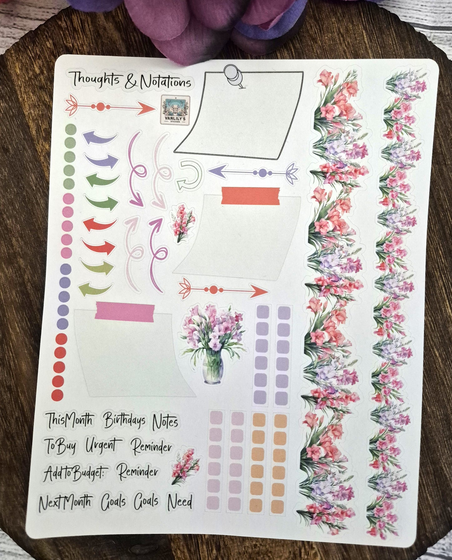 TBM BBP Workbook Sticker Kit, August Gladiolus, Birth Month Flower