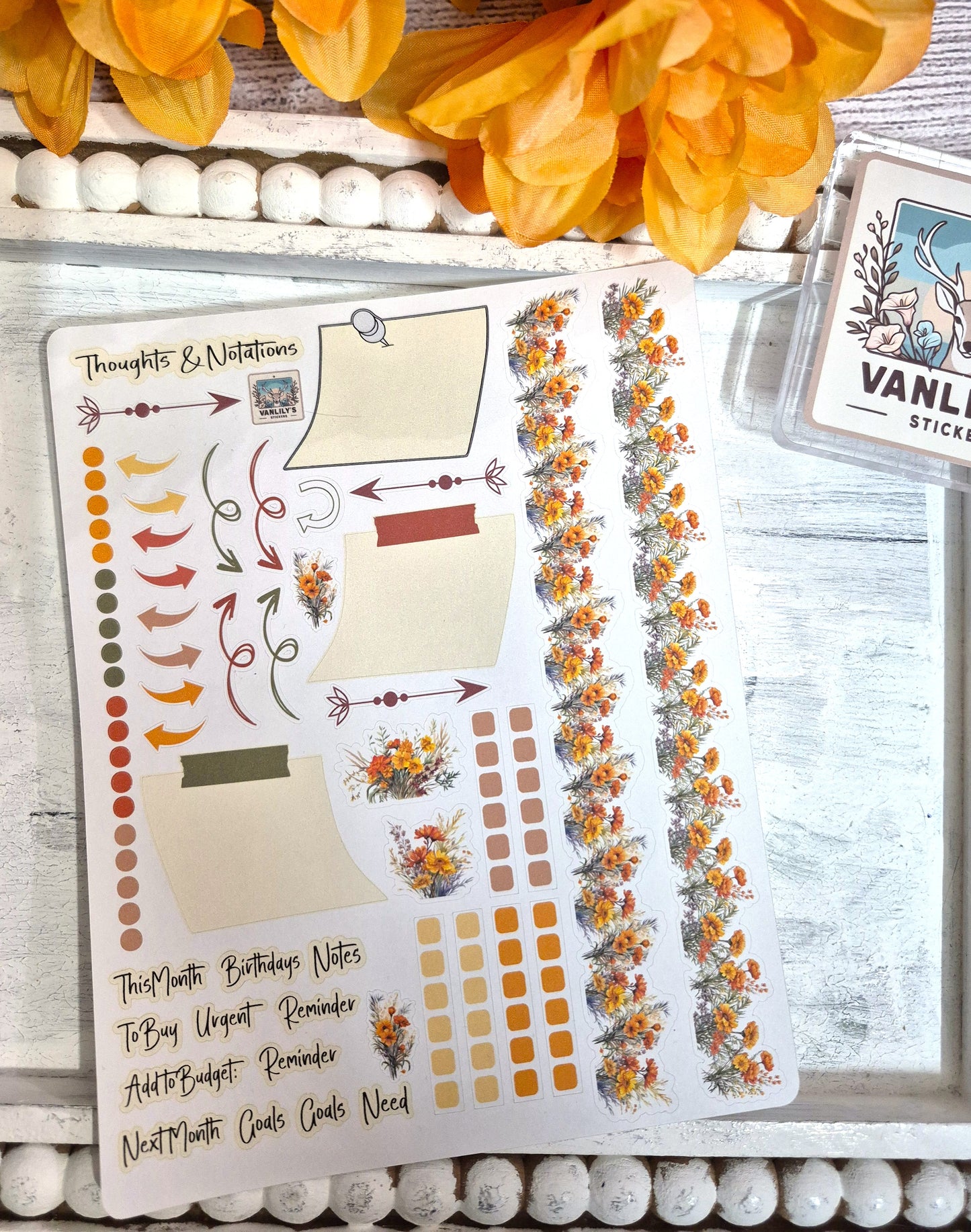 TBM BBP Workbook Sticker Kit, October Marigold, Birth Month Flower