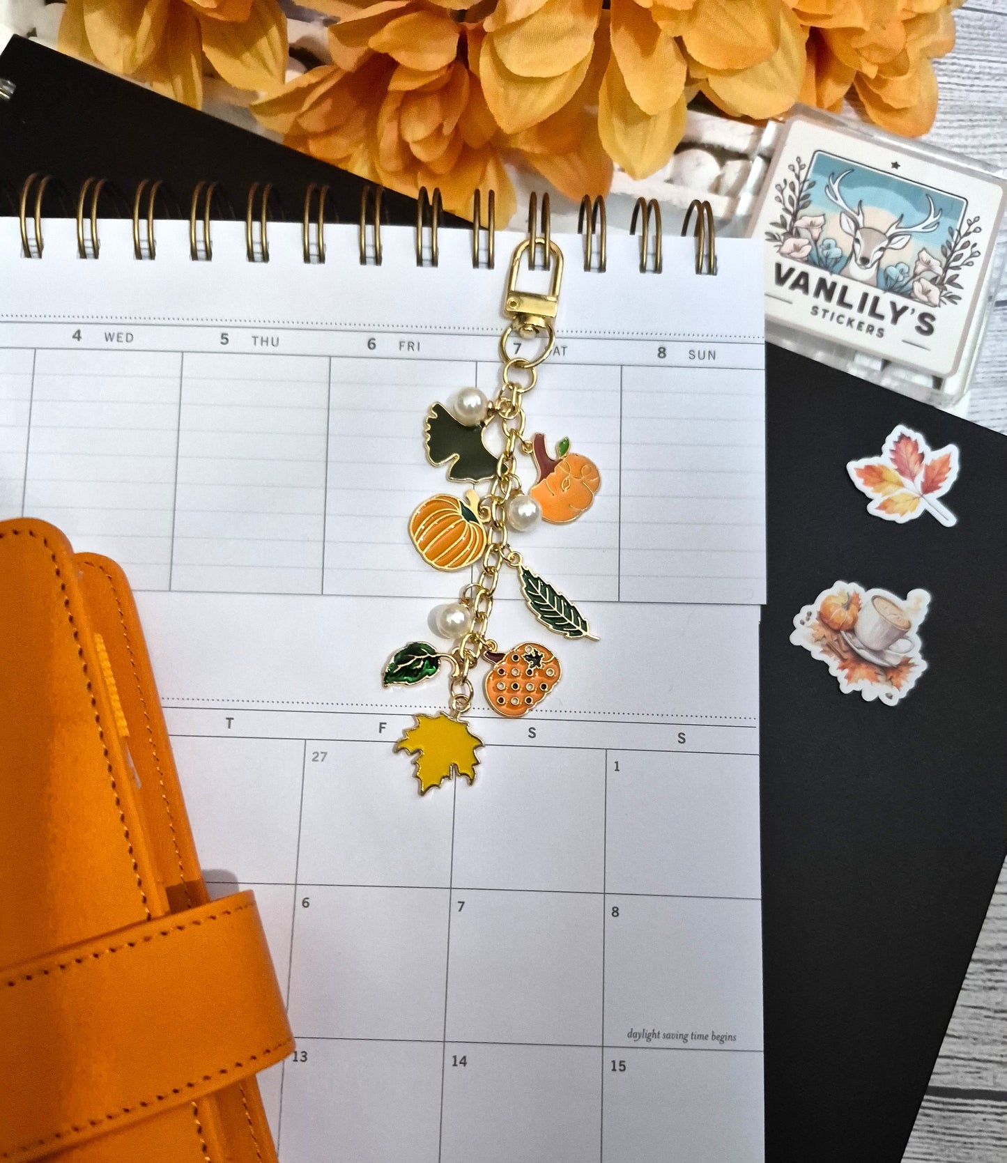 Autumn Pumpkin Charm | Binder Charm | Travelers Notebook Charm | Dangle Charm | Purse, Bag Charm