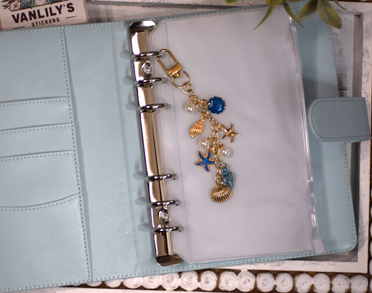 Coastal Blue Seashell Planner Charm | Binder Charm | Travelers Notebook Charm | Dangle Charm | Purse, Bag Charm