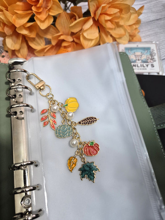 Autumn Fall Leaf Pumpkin Charm | Binder Charm | Travelers Notebook Charm | Dangle Charm | Purse, Bag Charm