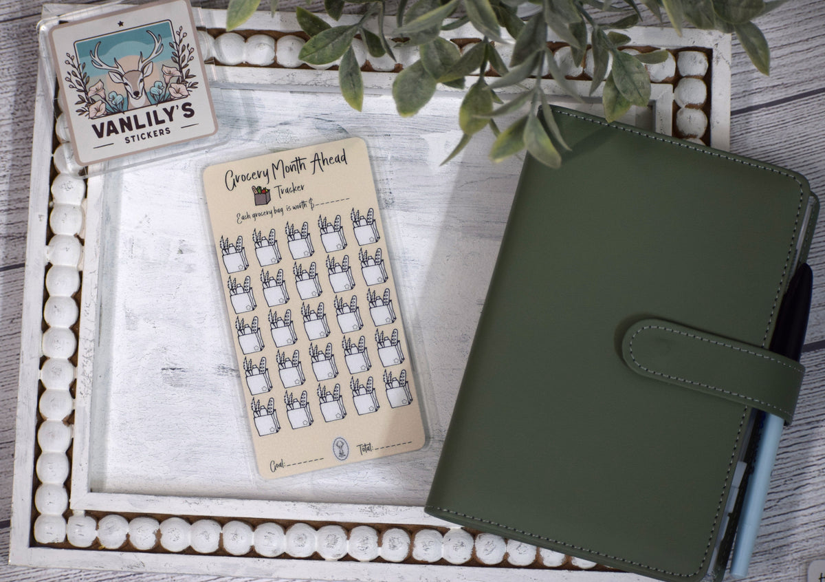Grocery Month Ahead Savings Challenge | A6 Laminated Savings Tracker | Cash Envelope Binder Insert | Money Saving Challenge