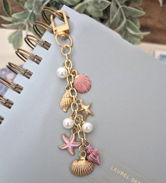 Coastal Pink Seashell Planner Charm | Binder Charm | Travelers Notebook Charm | Dangle Charm | Purse, Bag Charm