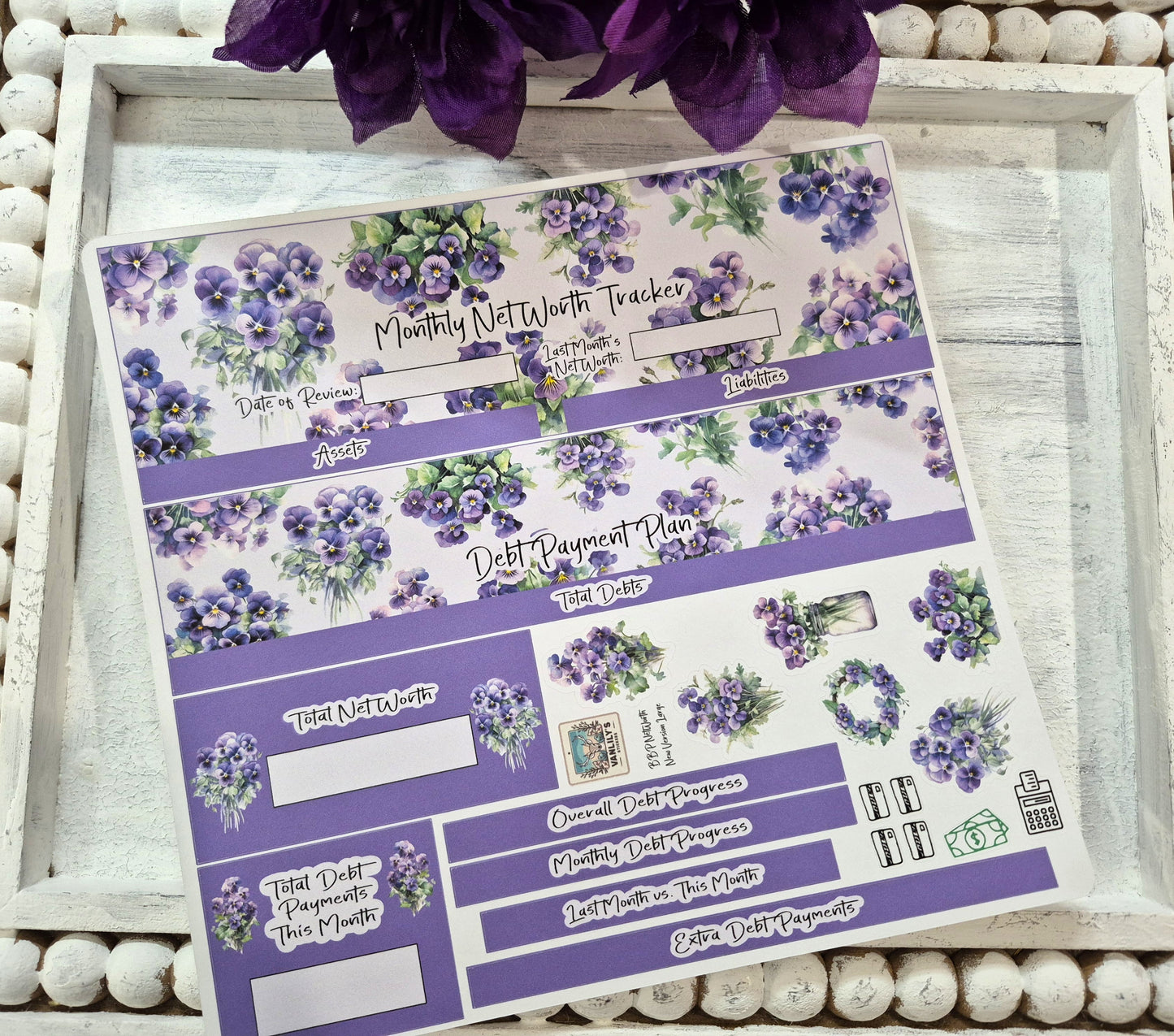 TBM BBP Workbook Sticker Kit, February Violets, Birth Month Flower