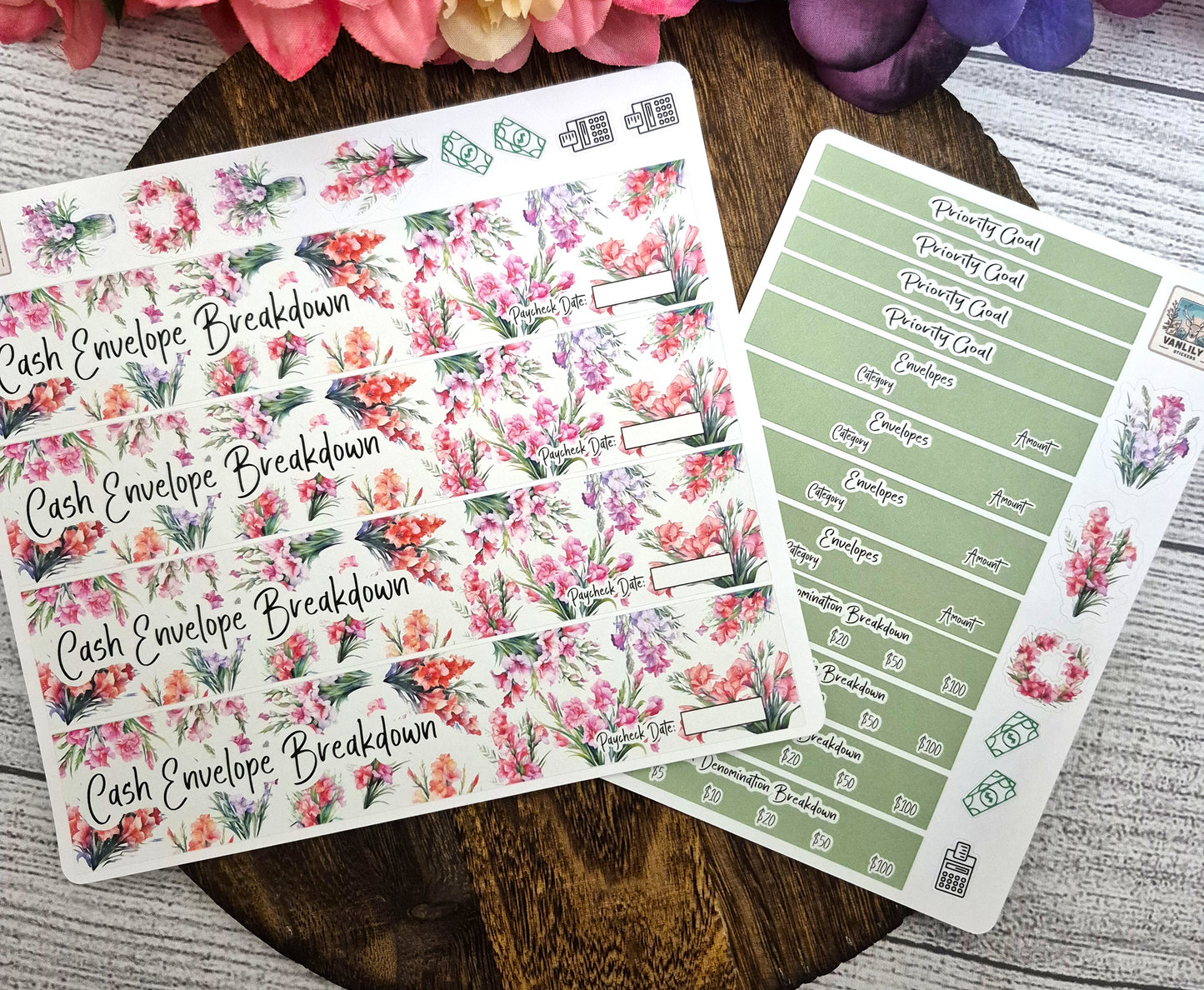 TBM BBP Workbook Sticker Kit, August Gladiolus, Birth Month Flower