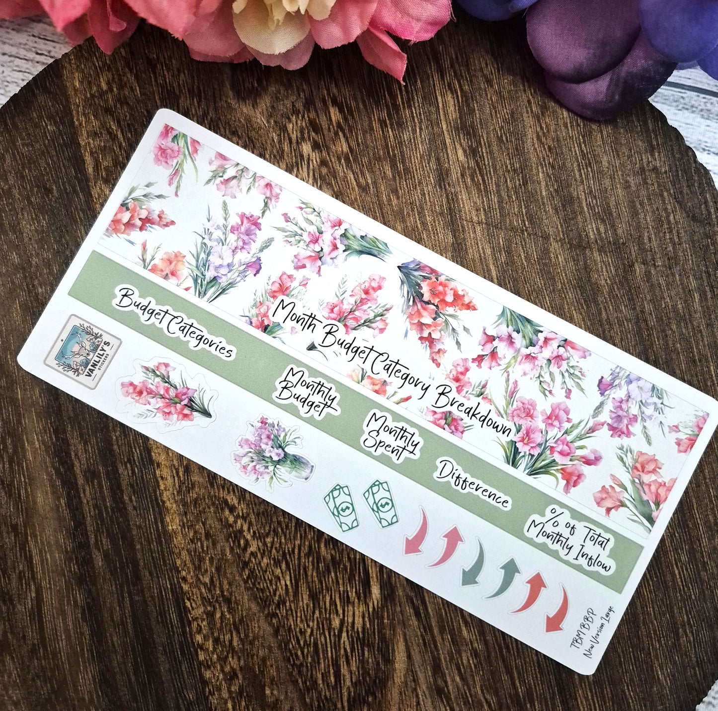 TBM BBP Workbook Sticker Kit, August Gladiolus, Birth Month Flower