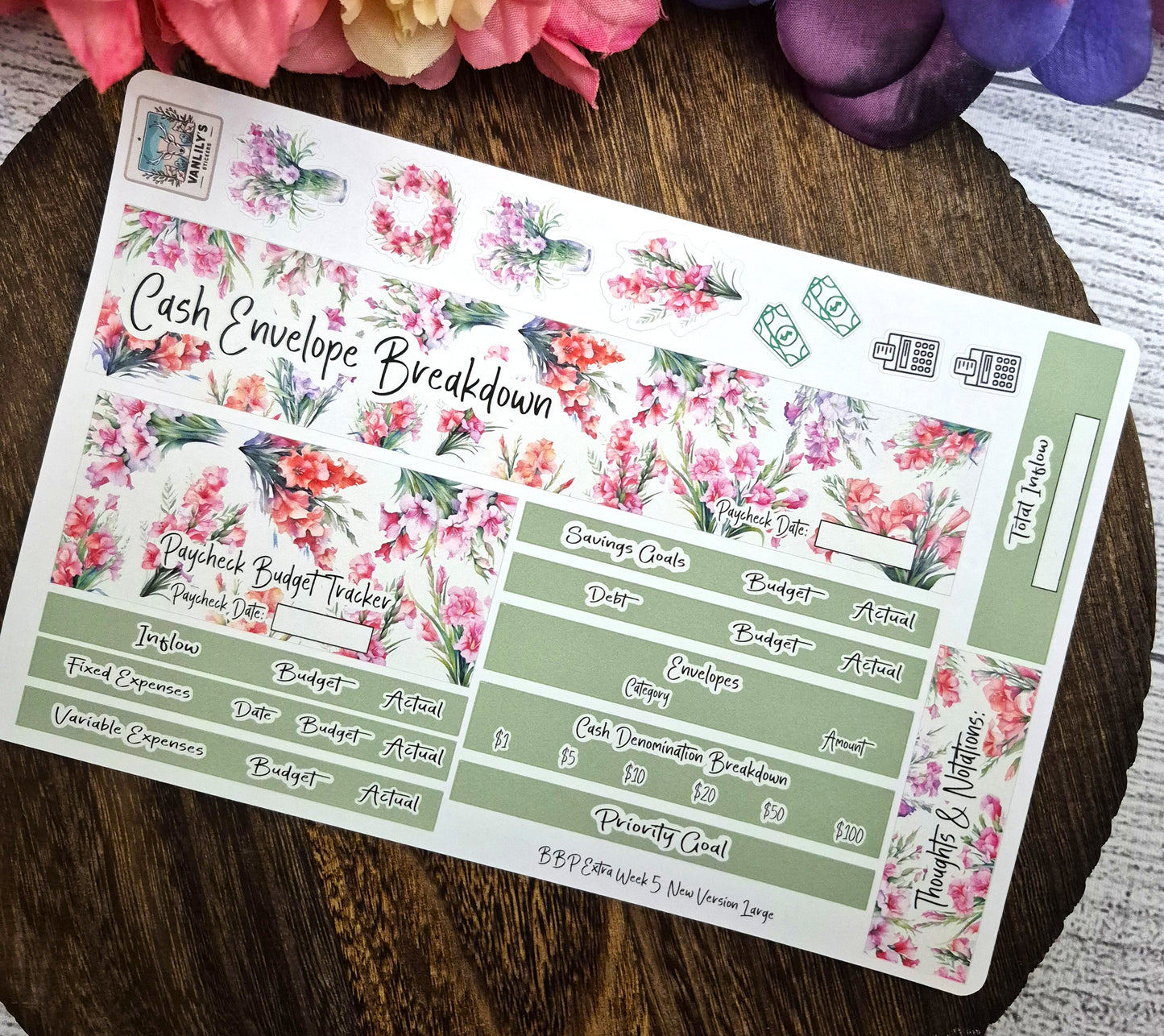 TBM BBP Workbook Sticker Kit, August Gladiolus, Birth Month Flower