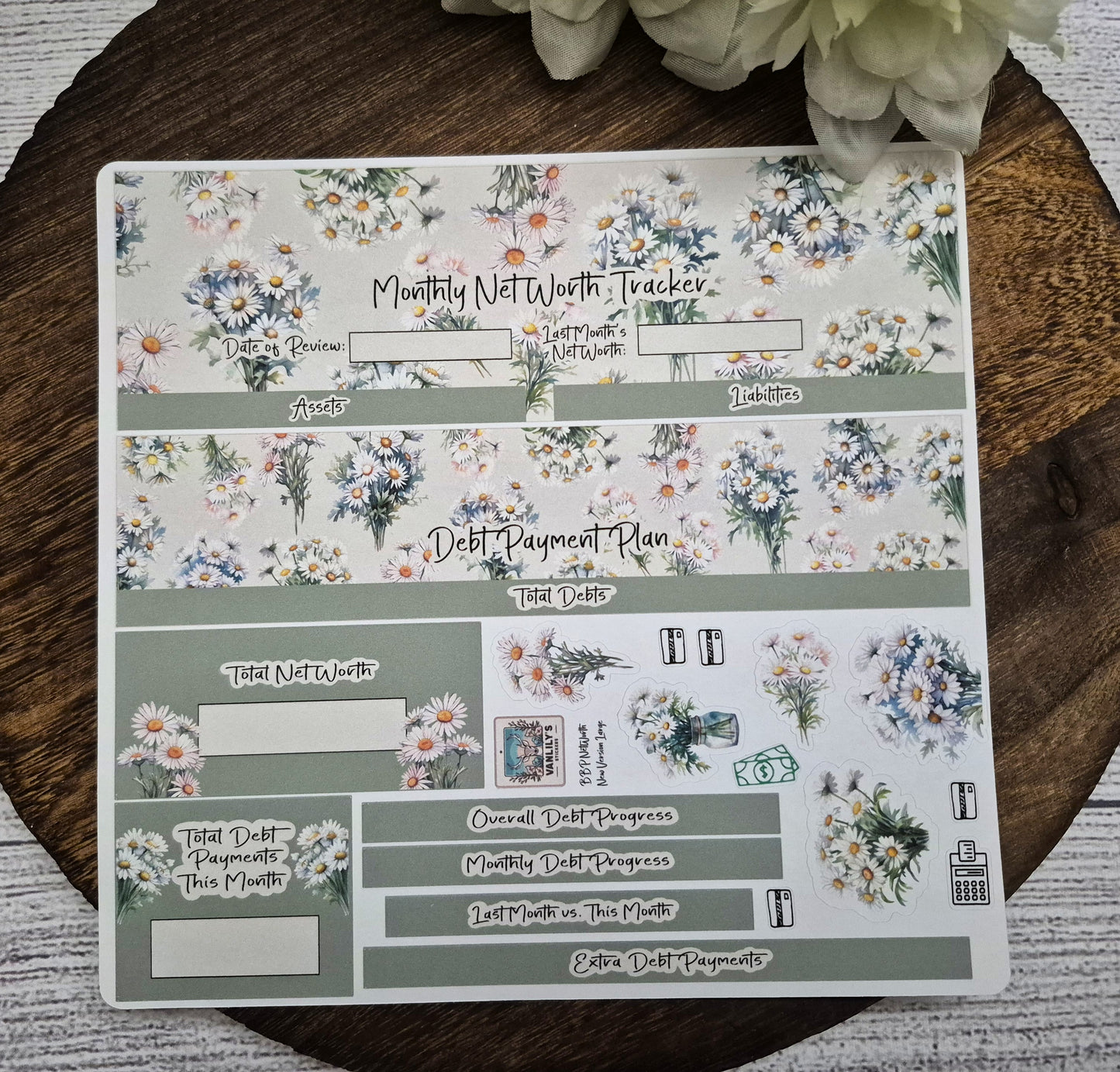 TBM BBP Workbook Sticker Kit, April Daisies, Birth Month Flower