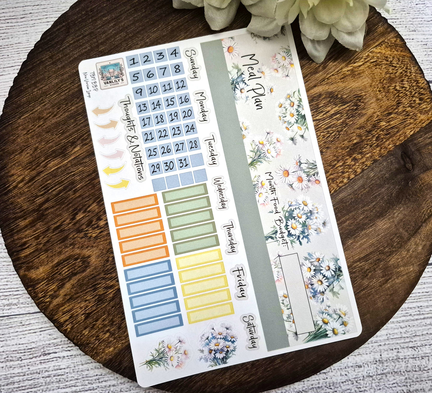 TBM BBP Workbook Sticker Kit, April Daisies, Birth Month Flower