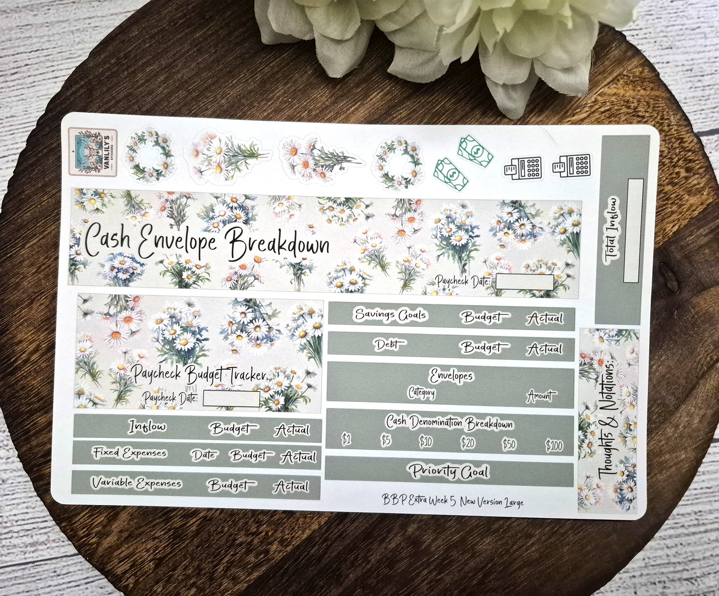 TBM BBP Workbook Sticker Kit, April Daisies, Birth Month Flower