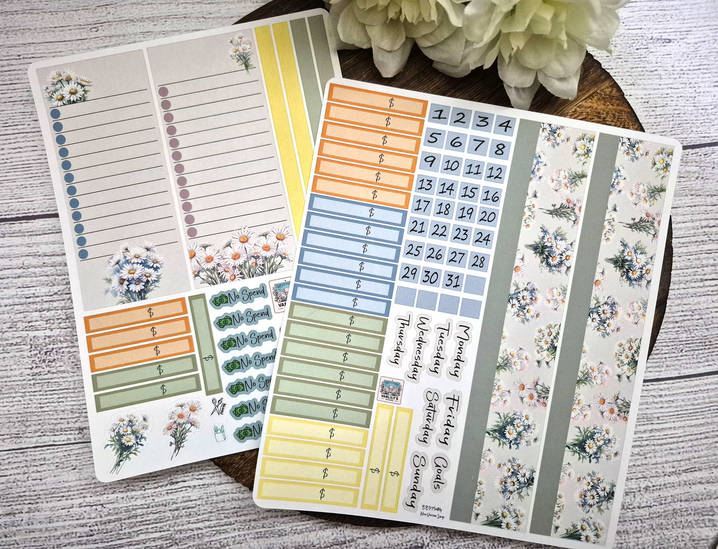 TBM BBP Workbook Sticker Kit, April Daisies, Birth Month Flower