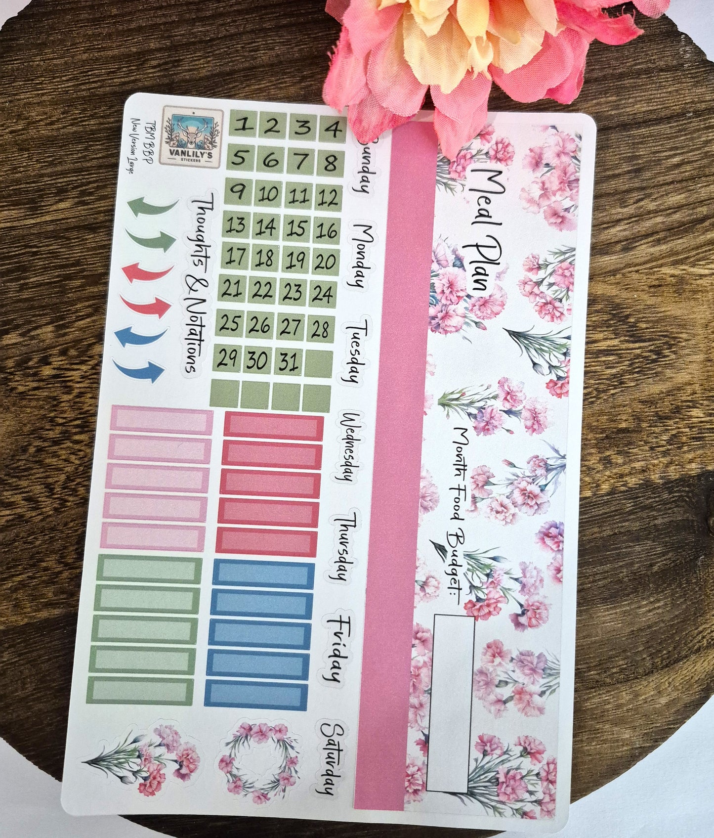 TBM BBP Workbook Sticker Kit, January Carnations, Birth Month Flower