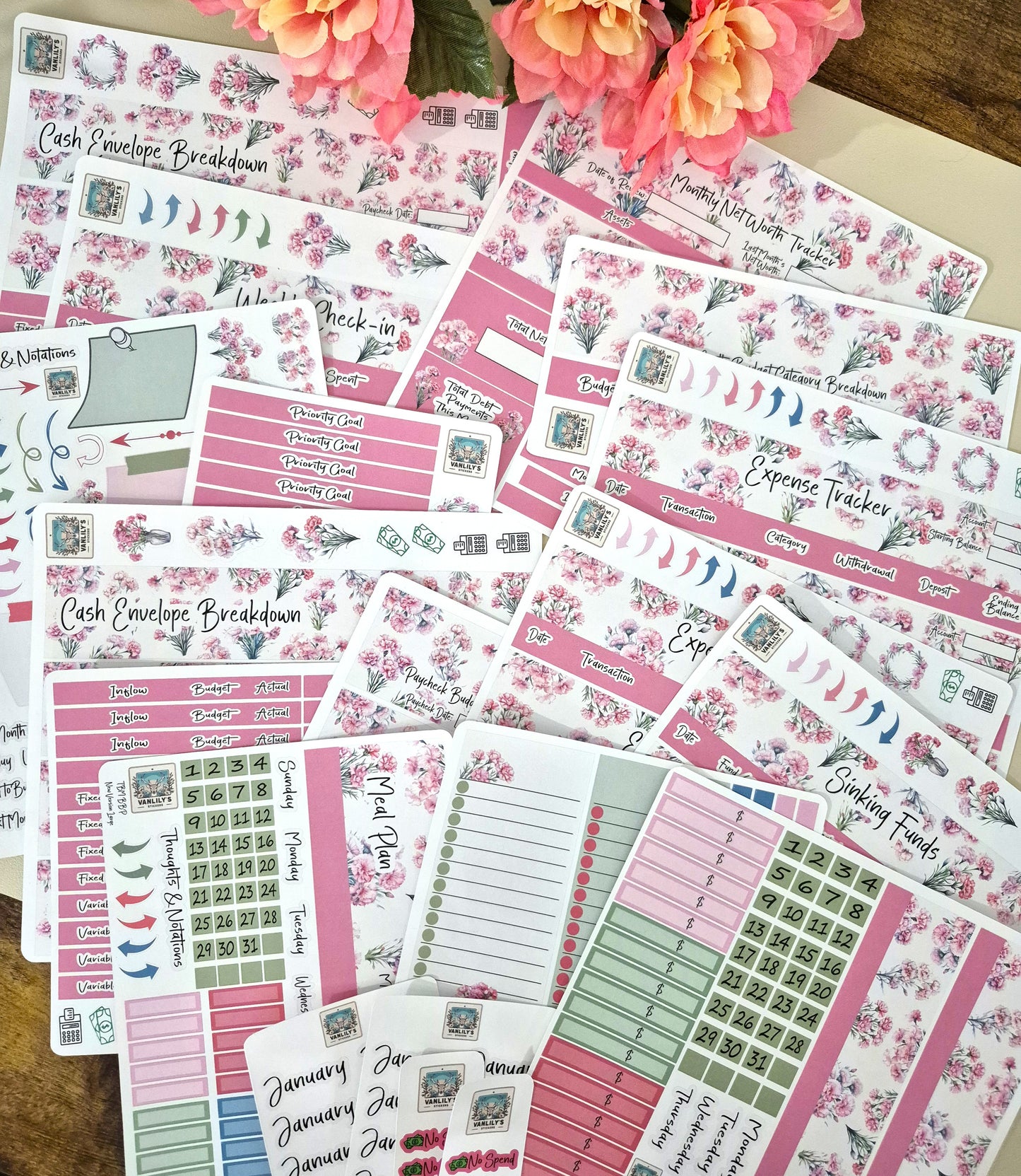 TBM BBP Workbook Sticker Kit, 12 or 6 Month Bundle, Birth Month Flowers Theme