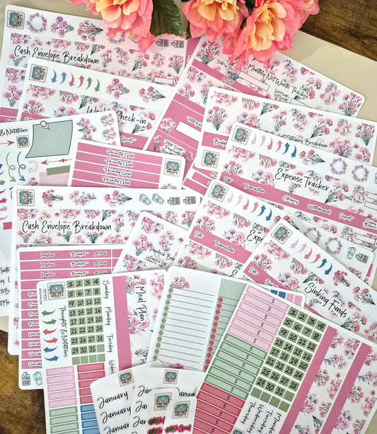 TBM BBP Workbook Sticker Kit, January Carnations, Birth Month Flower