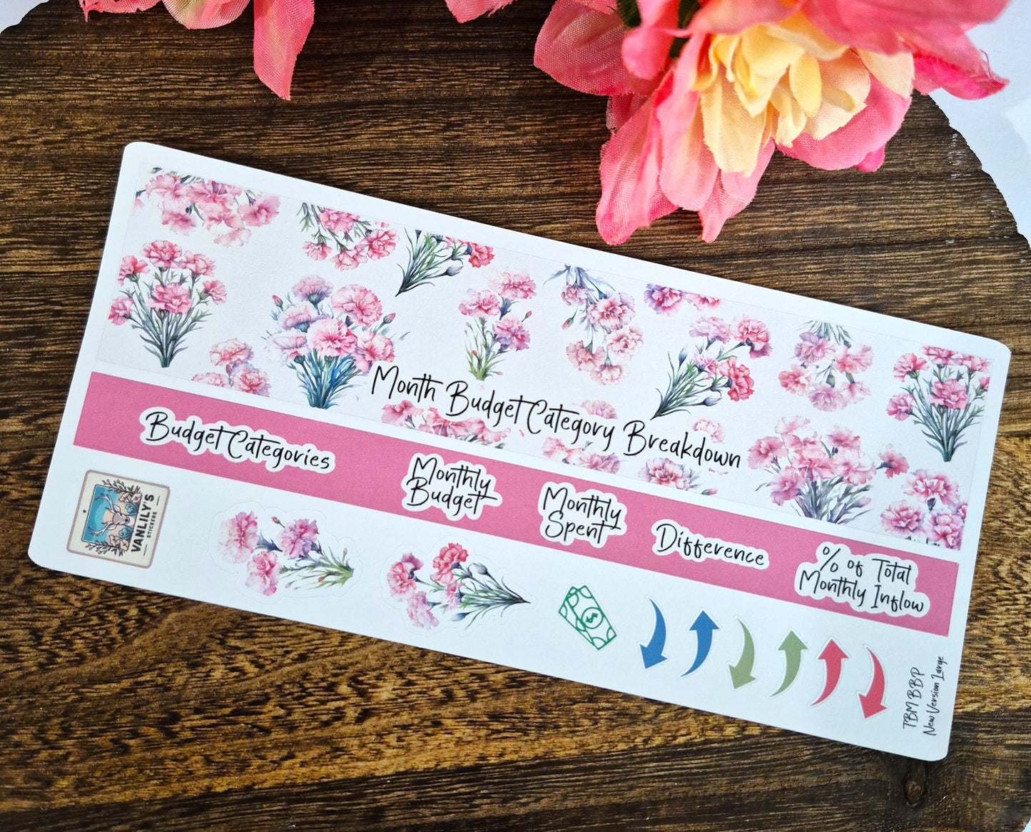 TBM BBP Workbook Sticker Kit, January Carnations, Birth Month Flower