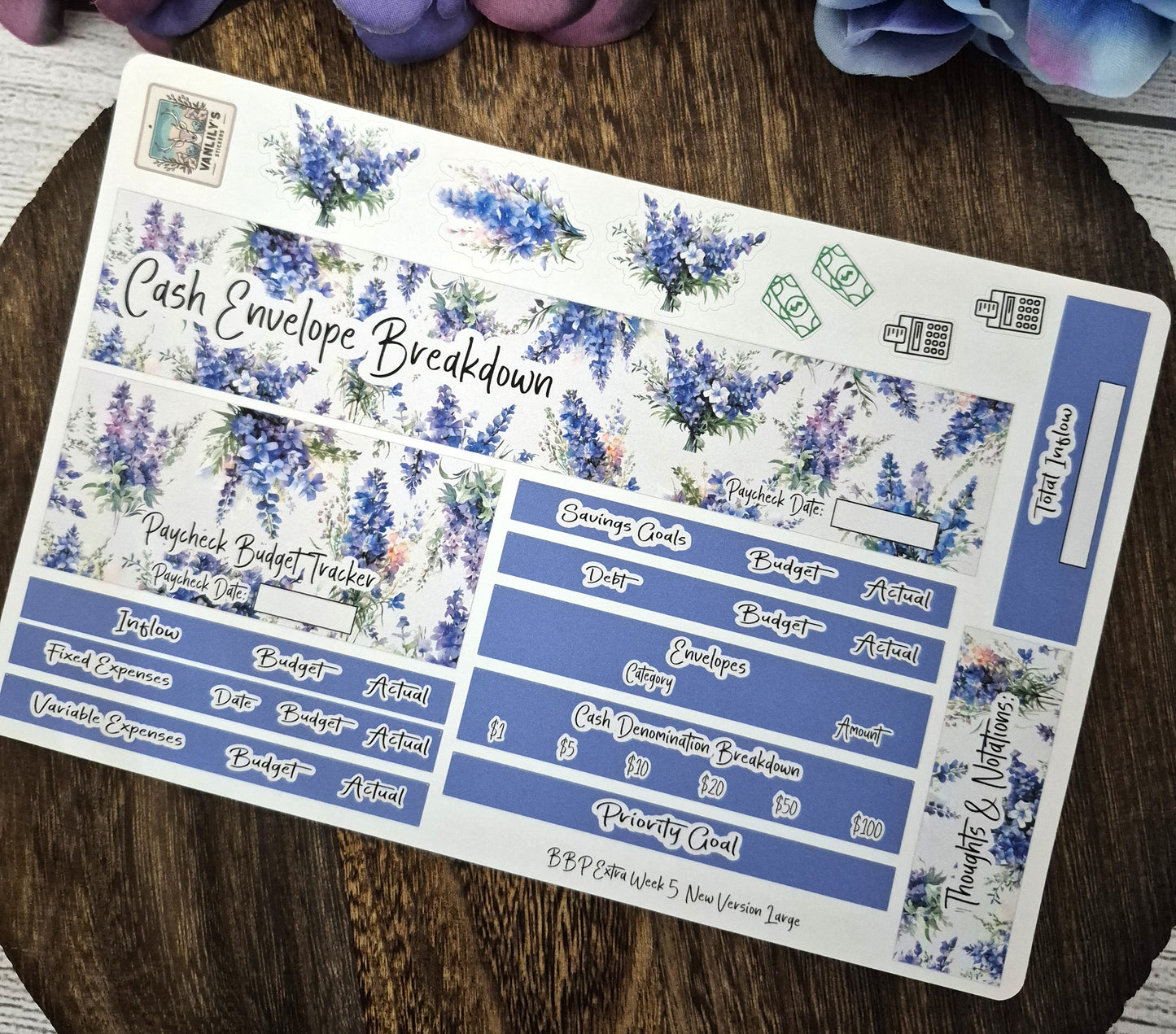 TBM BBP Workbook Sticker Kit, July Larkspur, Birth Month Flower
