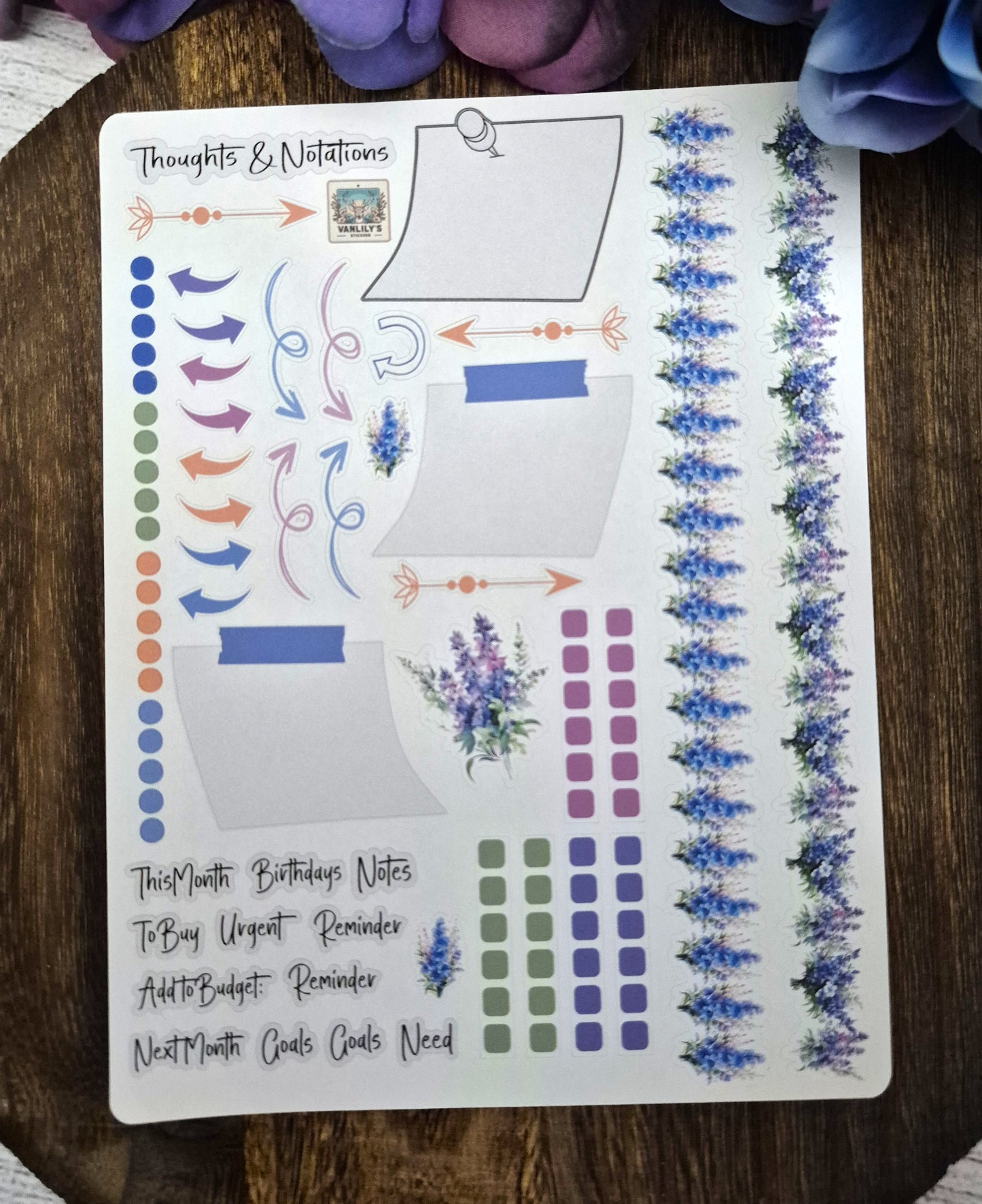 TBM BBP Workbook Sticker Kit, July Larkspur, Birth Month Flower