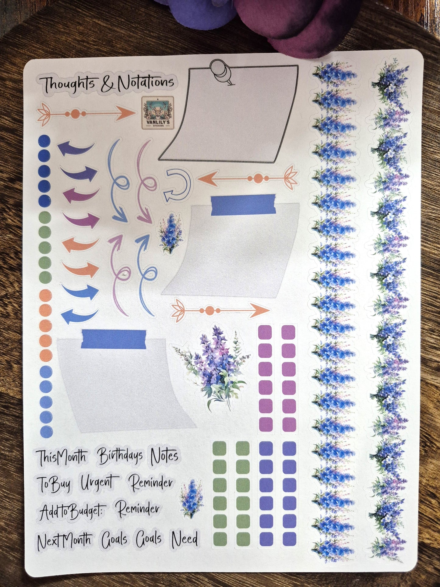 TBM BBP Workbook Sticker Kit, July Larkspur, Birth Month Flower
