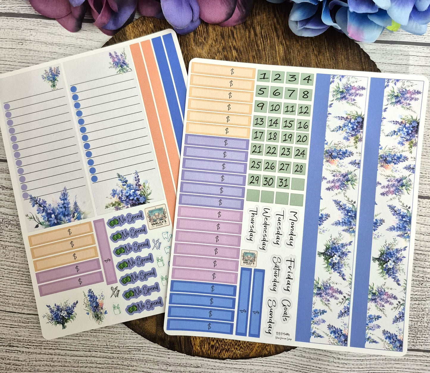 TBM BBP Workbook Sticker Kit, July Larkspur, Birth Month Flower