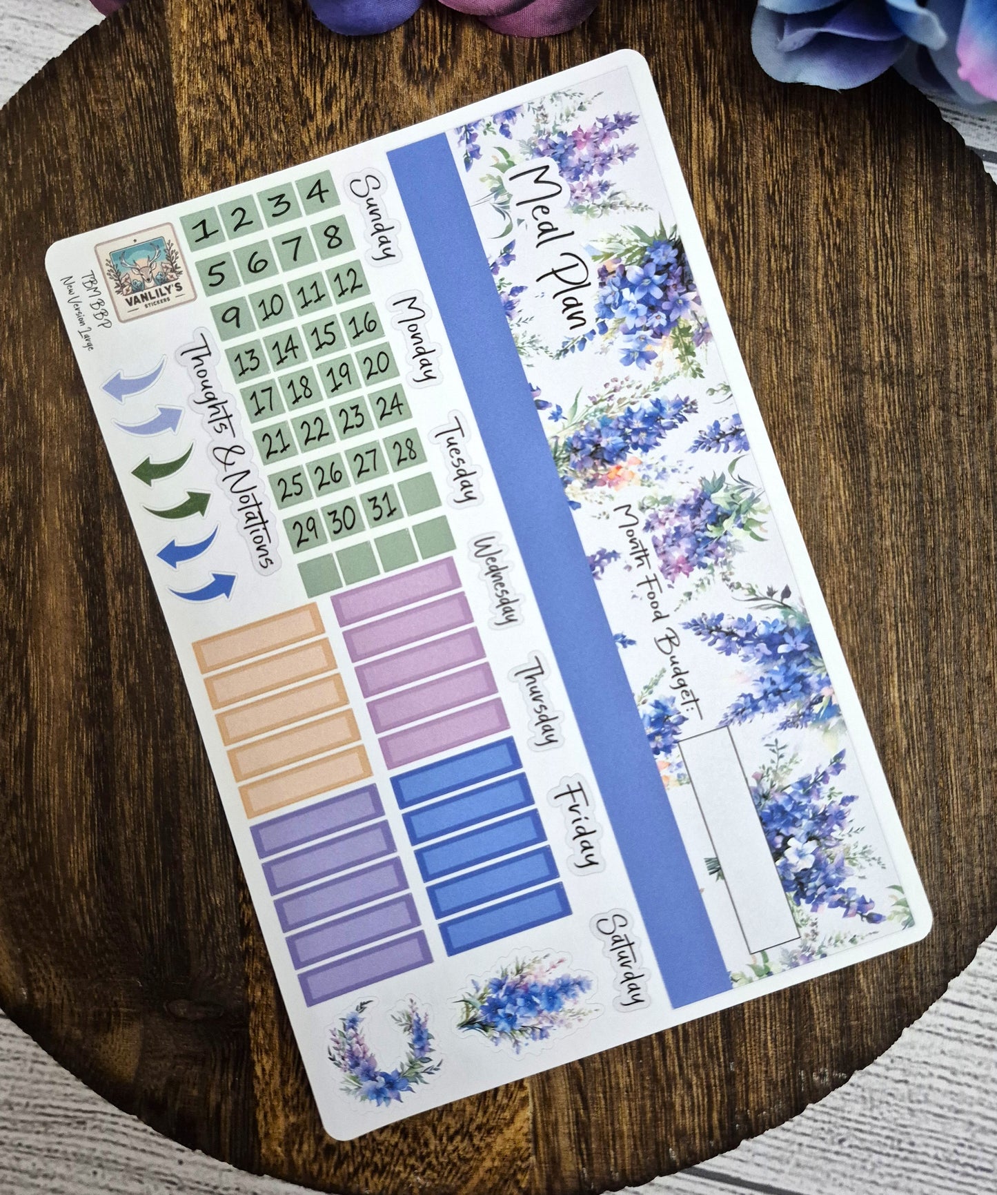 TBM BBP Workbook Sticker Kit, July Larkspur, Birth Month Flower
