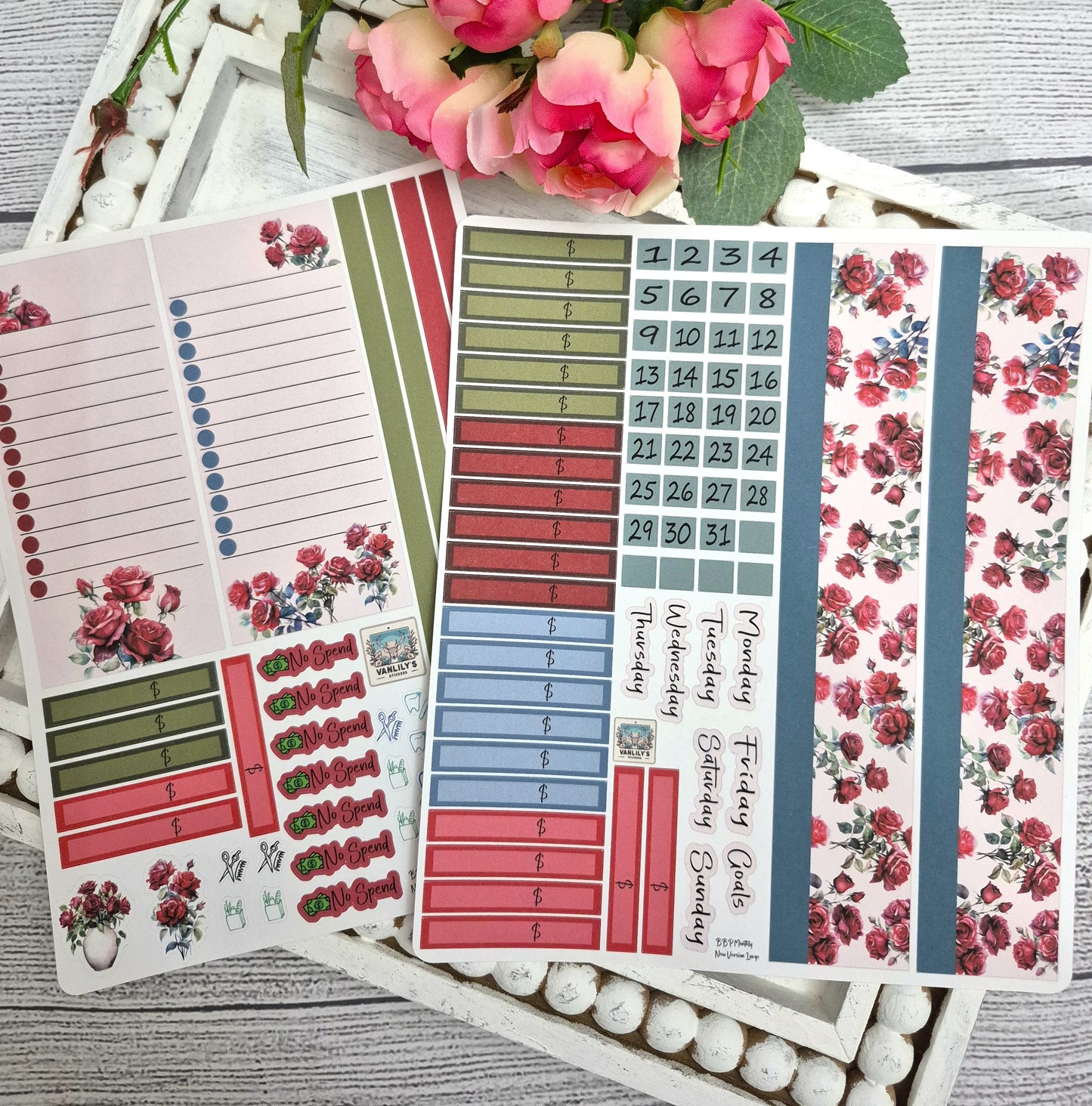 TBM BBP Workbook Sticker Kit, June Rose, Birth Month Flower