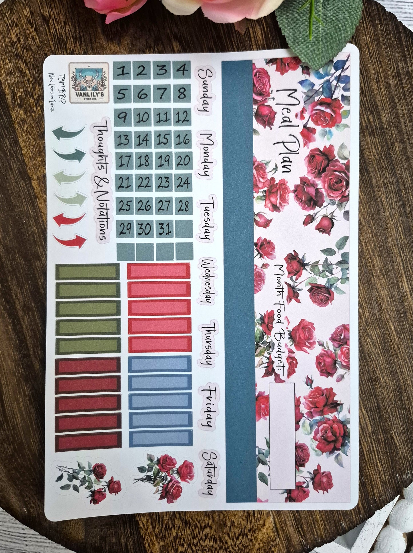 TBM BBP Workbook Sticker Kit, June Rose, Birth Month Flower