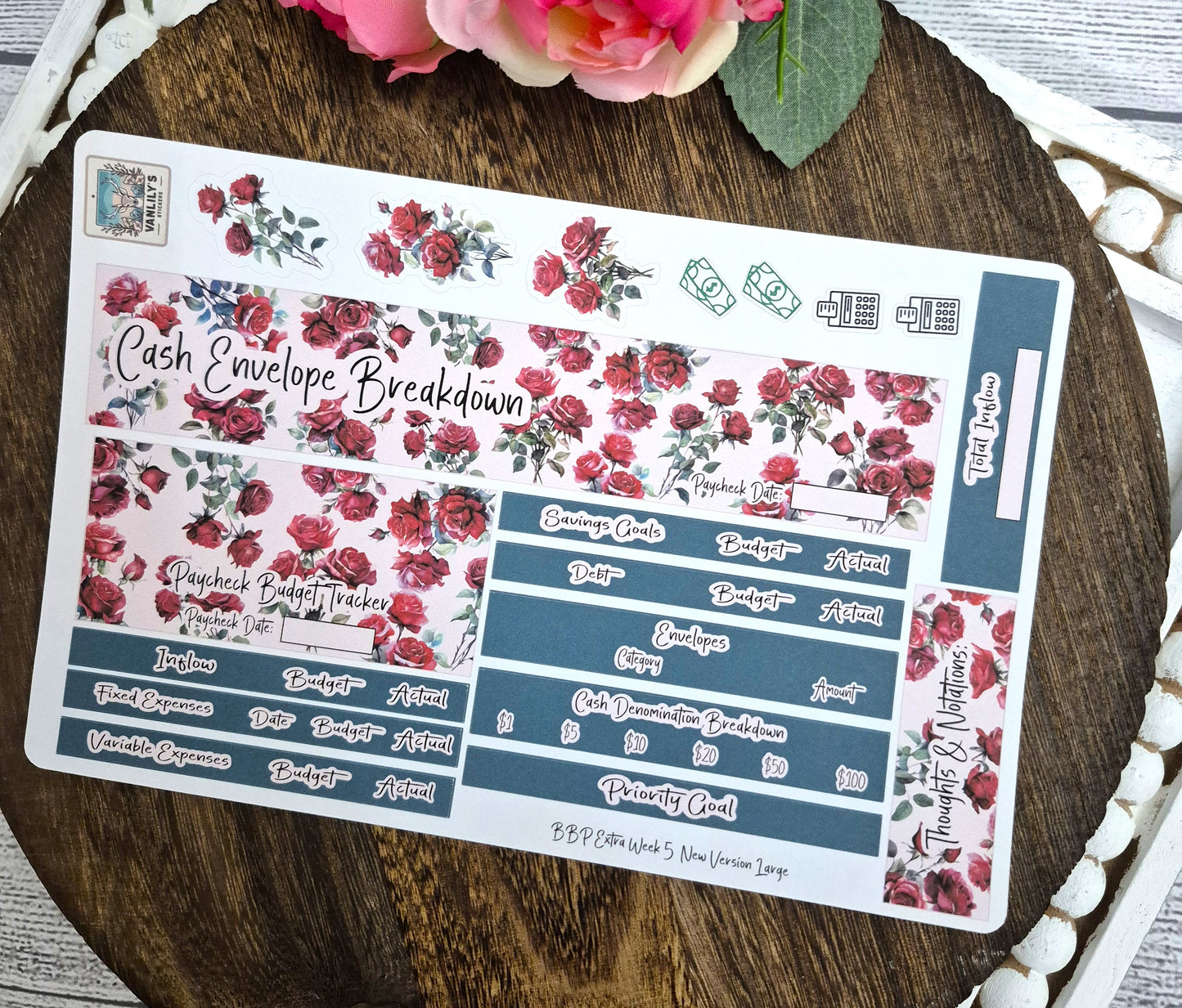 TBM BBP Workbook Sticker Kit, June Rose, Birth Month Flower