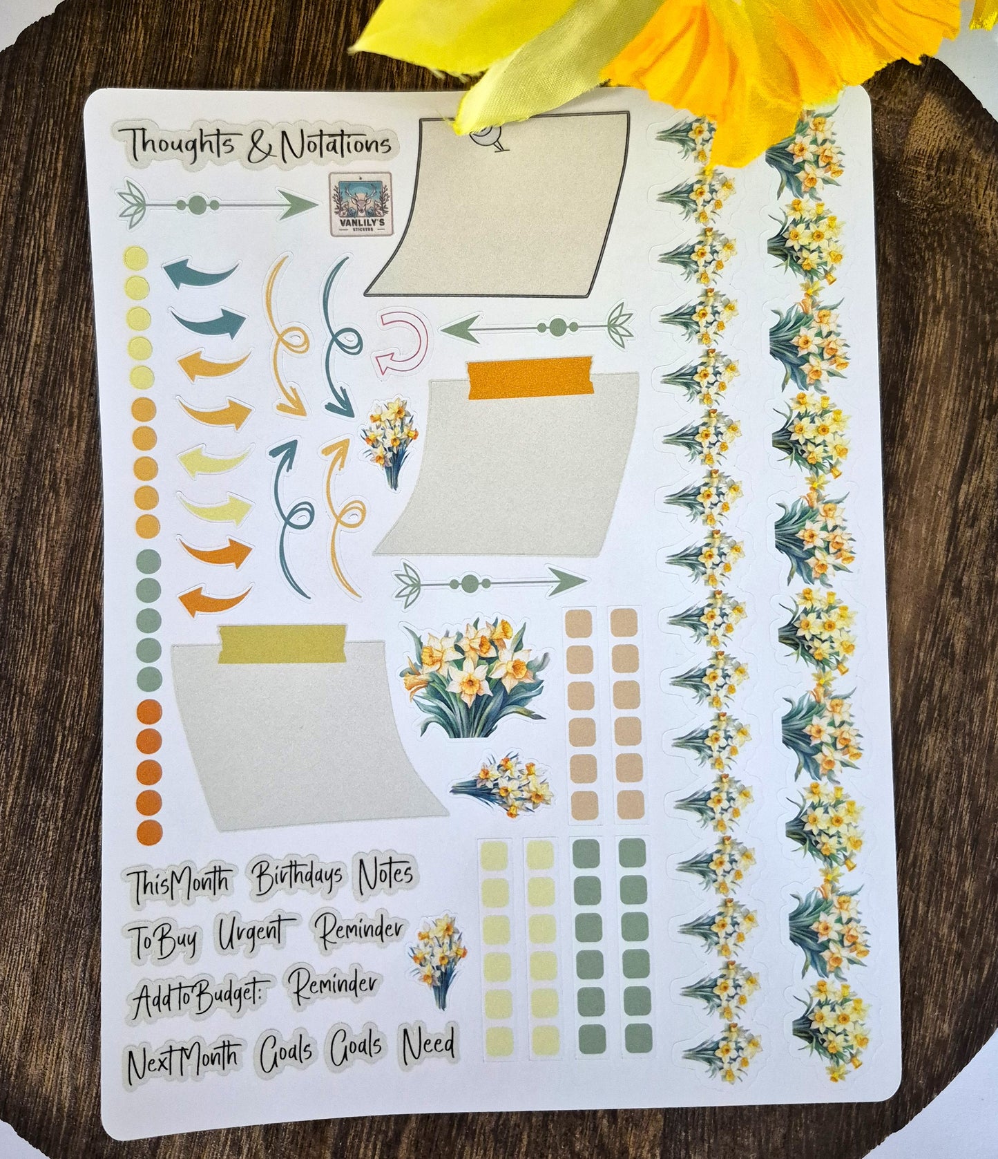 TBM BBP Workbook Sticker Kit, March Daffodils, Birth Month Flower