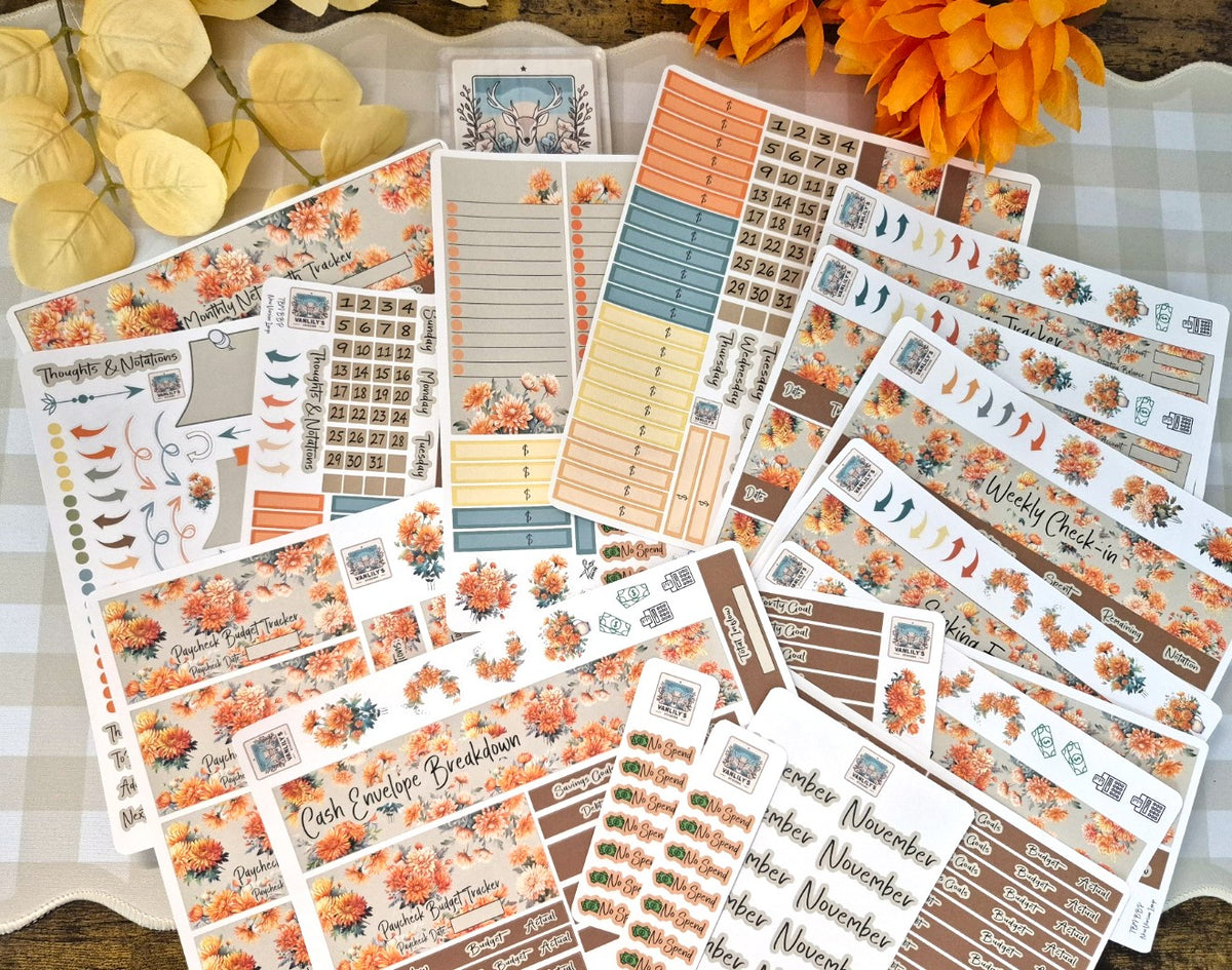 TBM BBP Workbook Sticker Kit, November Chrysanthemum , Birth Month Flower