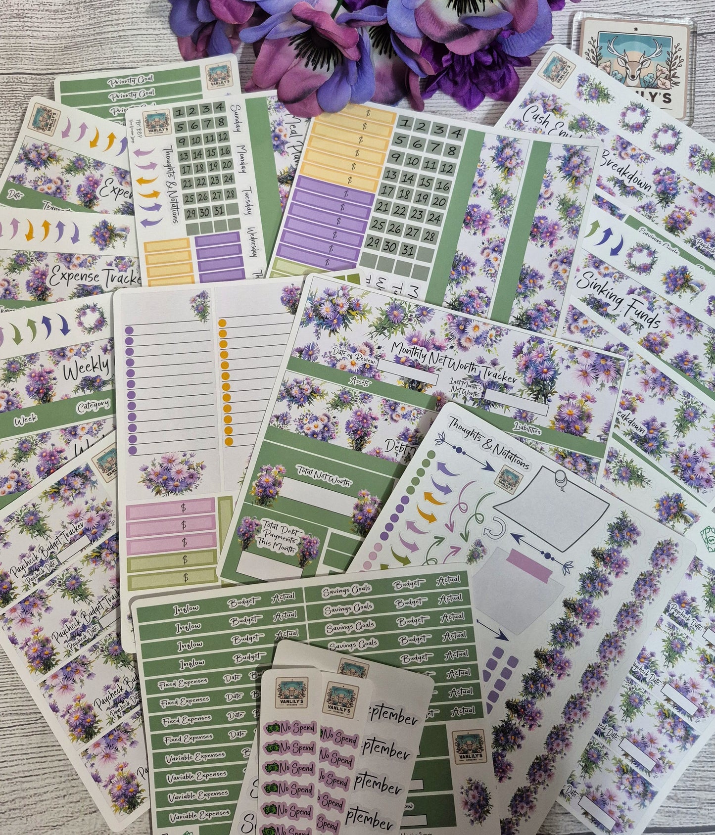 TBM BBP Workbook Sticker Kit, September Aster, Birth Month Flower