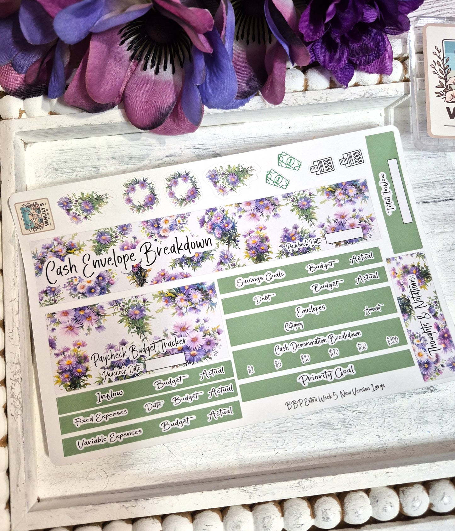 TBM BBP Workbook Sticker Kit, September Aster, Birth Month Flower