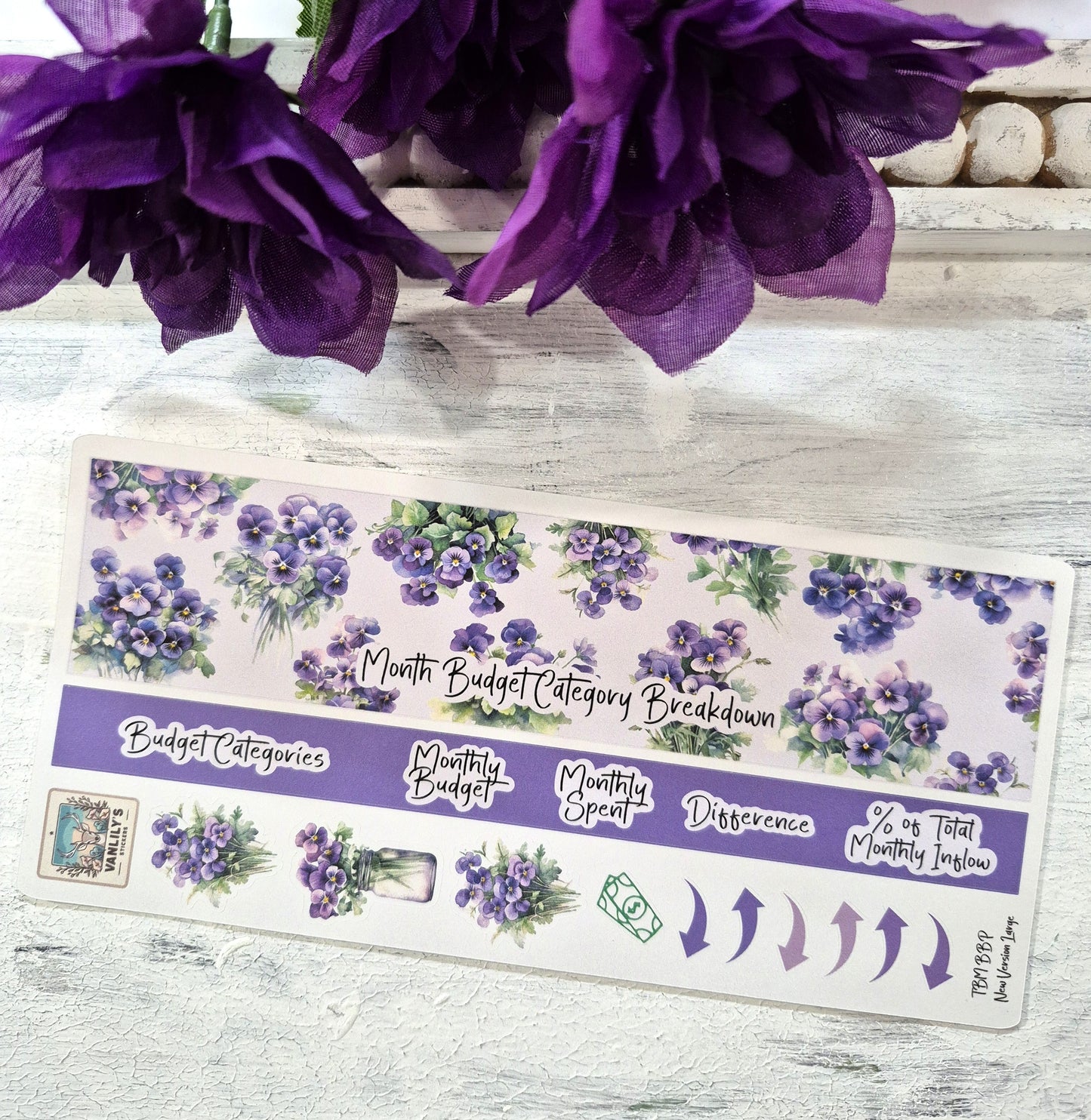TBM BBP Workbook Sticker Kit, February Violets, Birth Month Flower