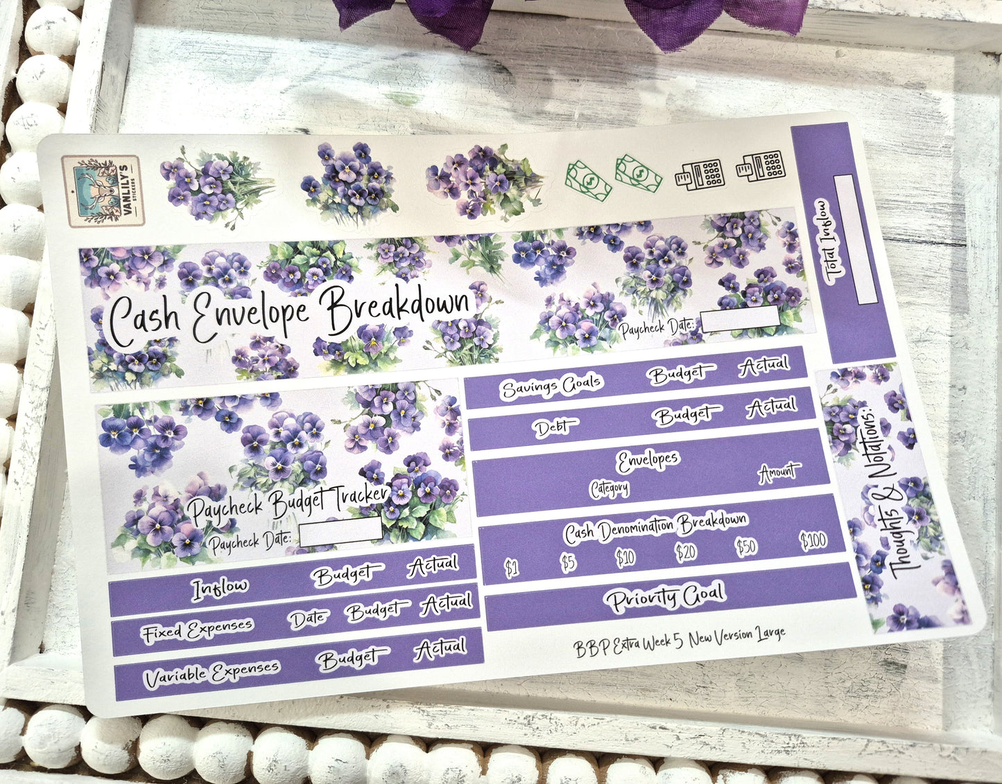 TBM BBP Workbook Sticker Kit, February Violets, Birth Month Flower