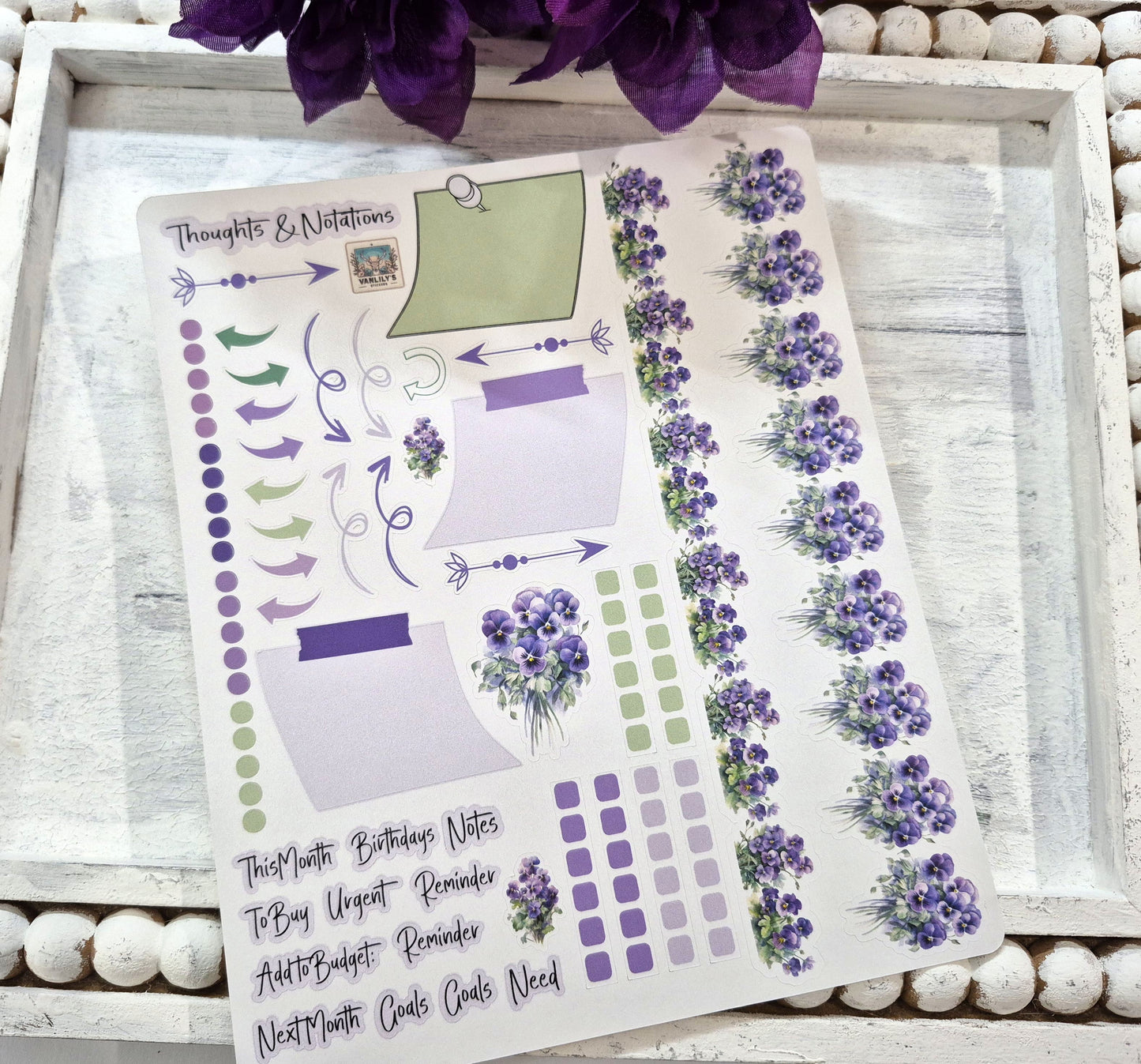 TBM BBP Workbook Sticker Kit, February Violets, Birth Month Flower