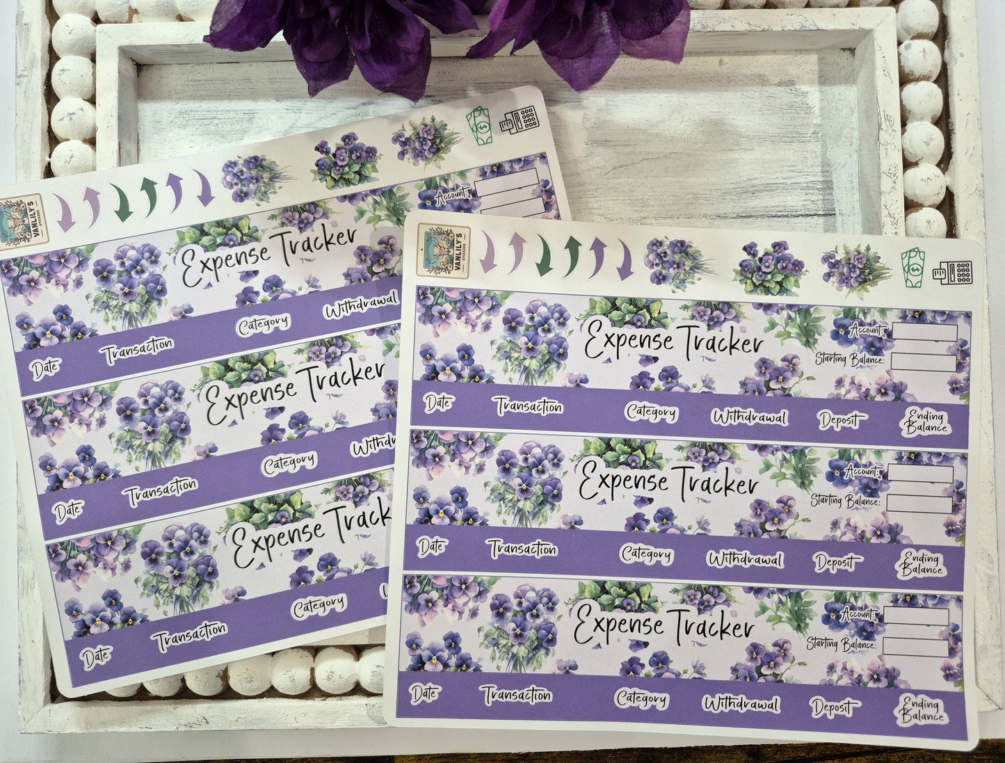 TBM BBP Workbook Sticker Kit, February Violets, Birth Month Flower