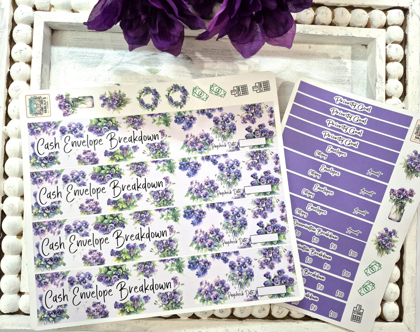TBM BBP Workbook Sticker Kit, February Violets, Birth Month Flower