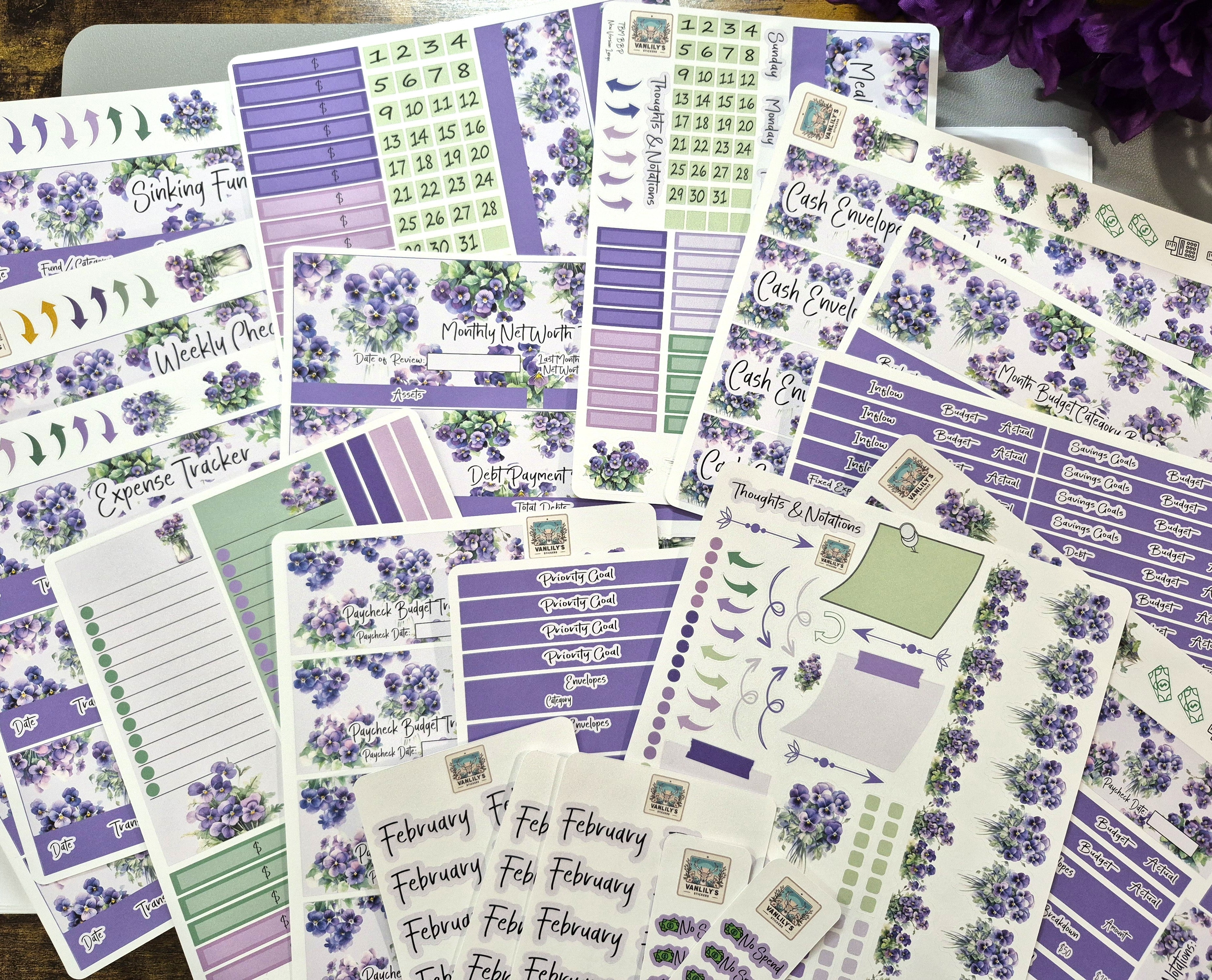TBM BBP Workbook Sticker Kit, February Violets, Birth Month Flower ...
