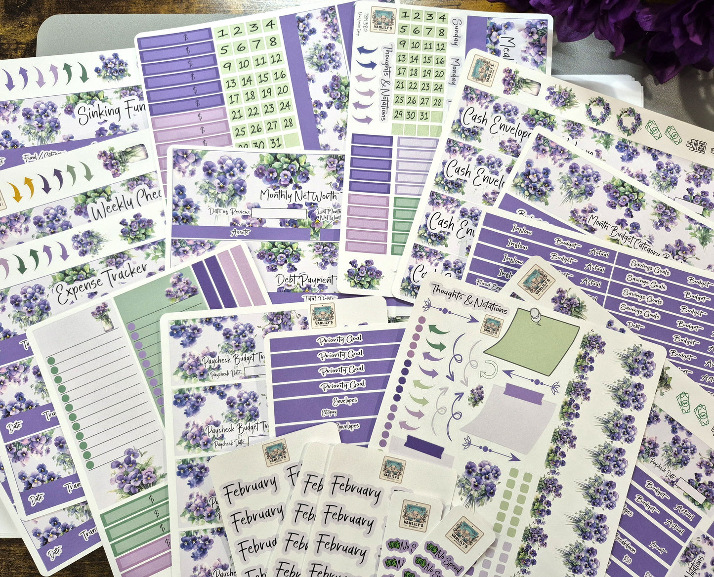 TBM BBP Workbook Sticker Kit, 12 or 6 Month Bundle, Birth Month Flowers Theme