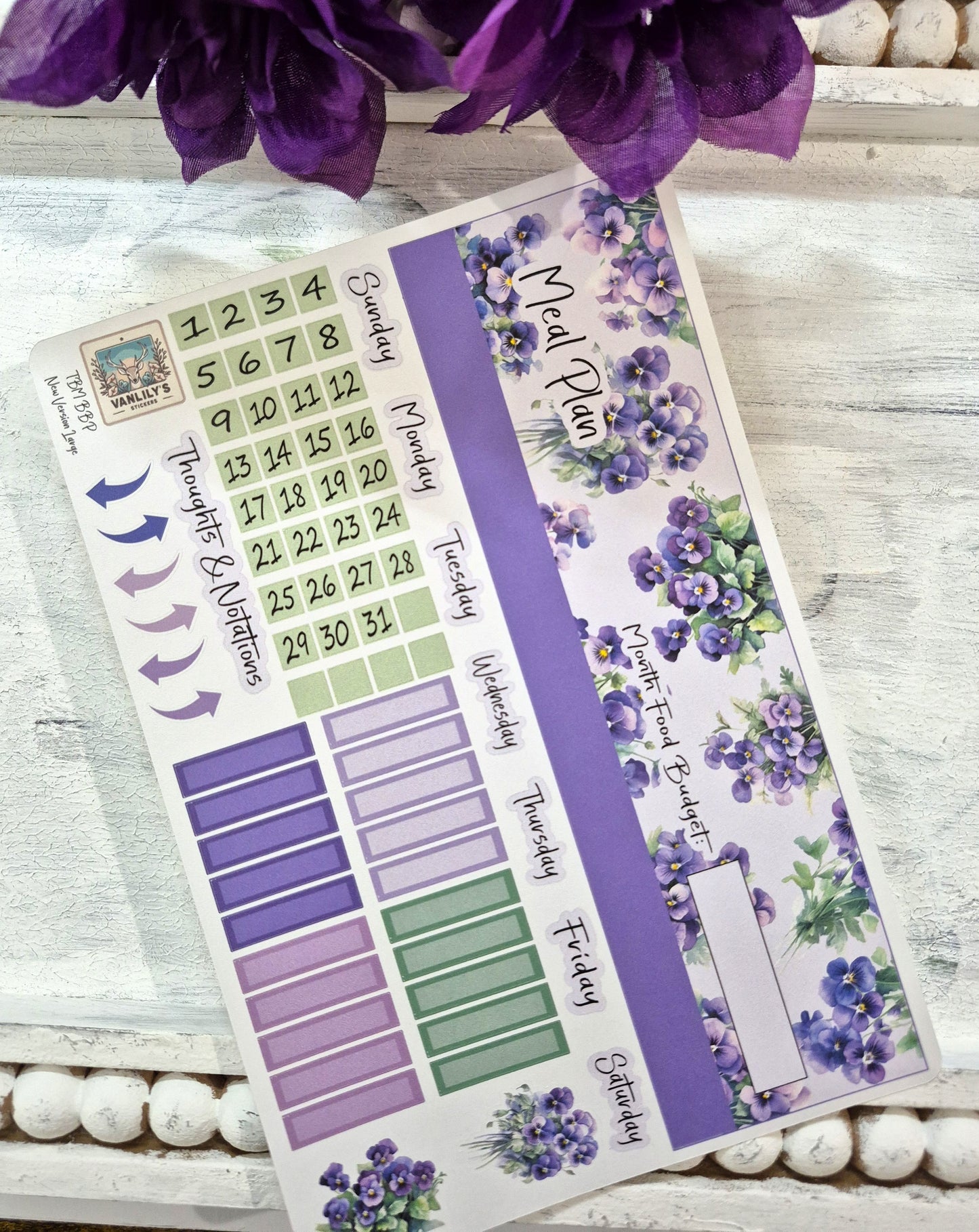 TBM BBP Workbook Sticker Kit, February Violets, Birth Month Flower