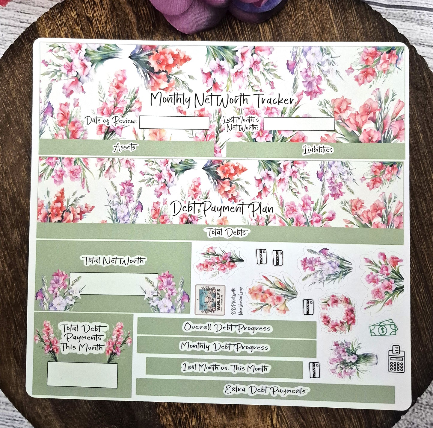 TBM BBP Workbook Sticker Kit, August Gladiolus, Birth Month Flower