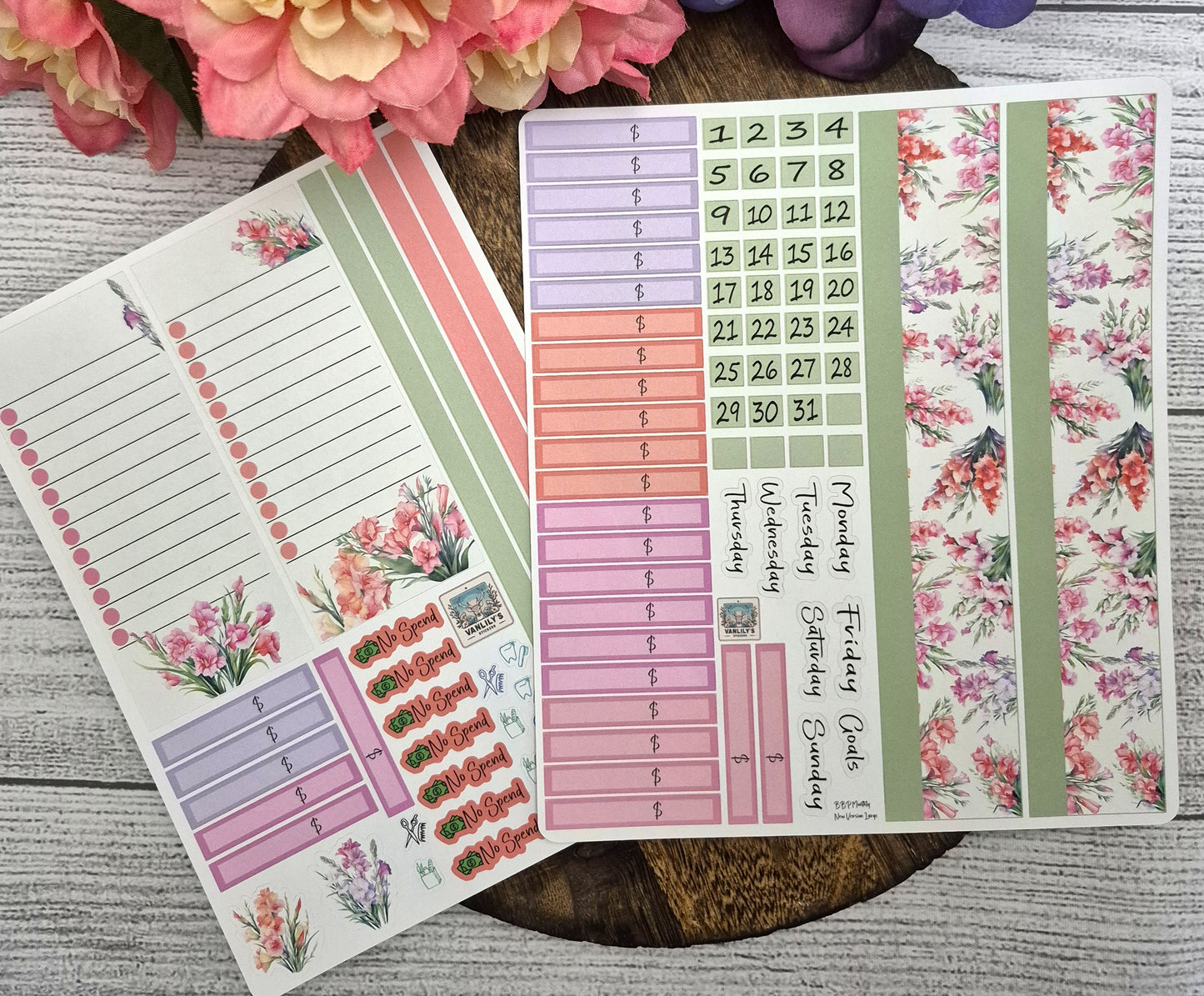 TBM BBP Workbook Sticker Kit, August Gladiolus, Birth Month Flower