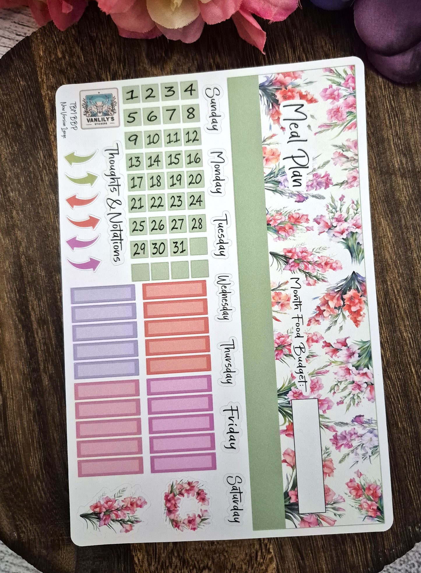 TBM BBP Workbook Sticker Kit, August Gladiolus, Birth Month Flower