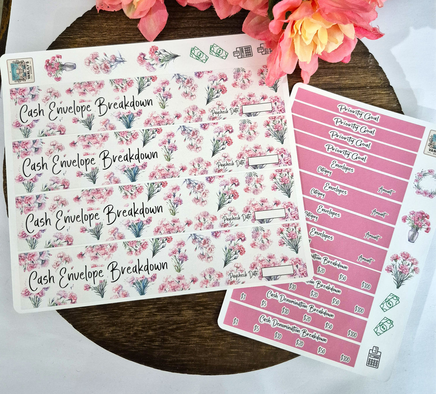 TBM BBP Workbook Sticker Kit, January Carnations, Birth Month Flower