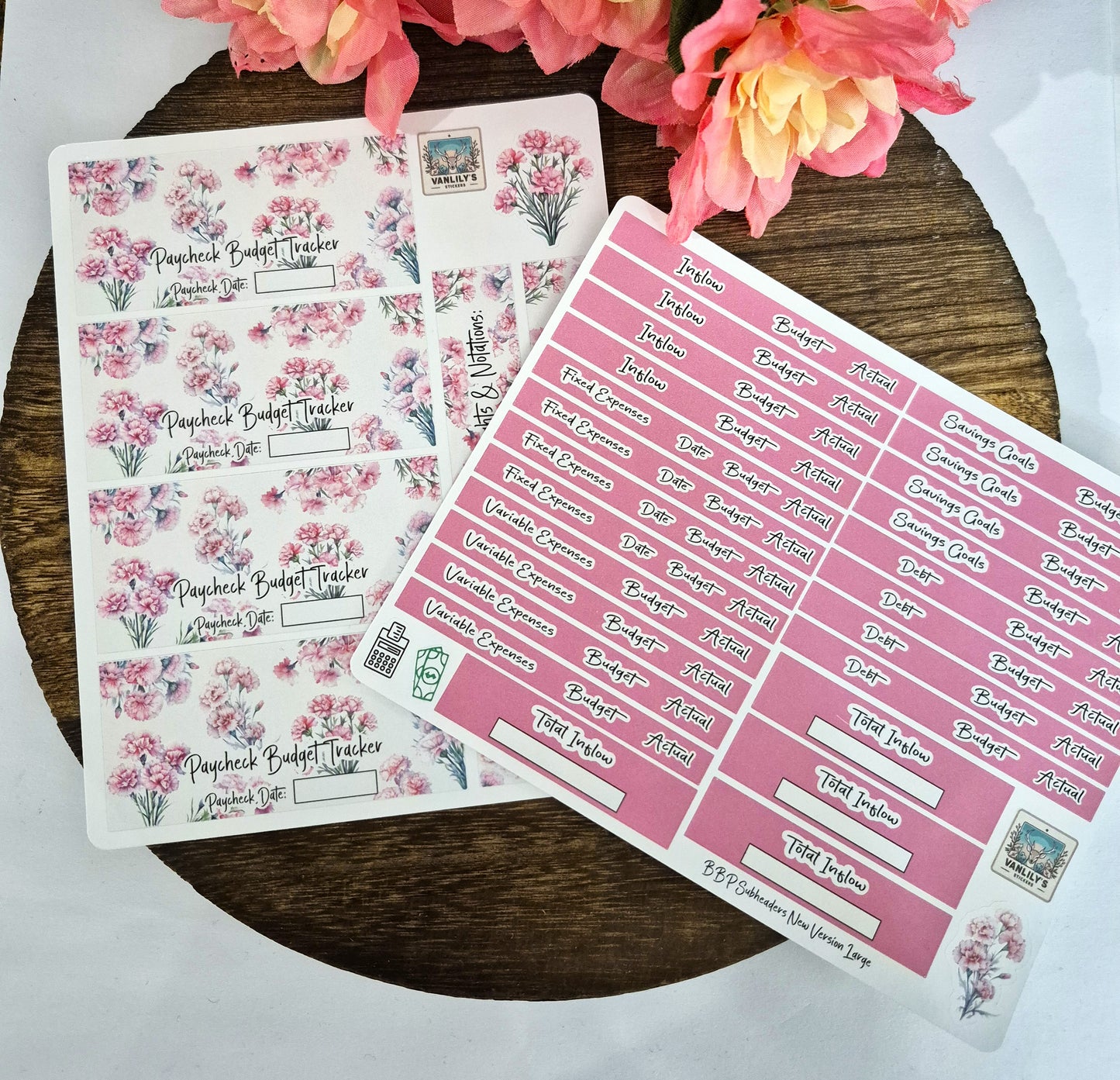 TBM BBP Workbook Sticker Kit, January Carnations, Birth Month Flower