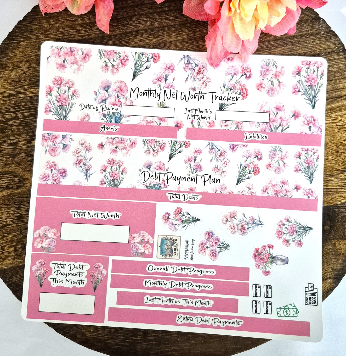 TBM BBP Workbook Sticker Kit, January Carnations, Birth Month Flower