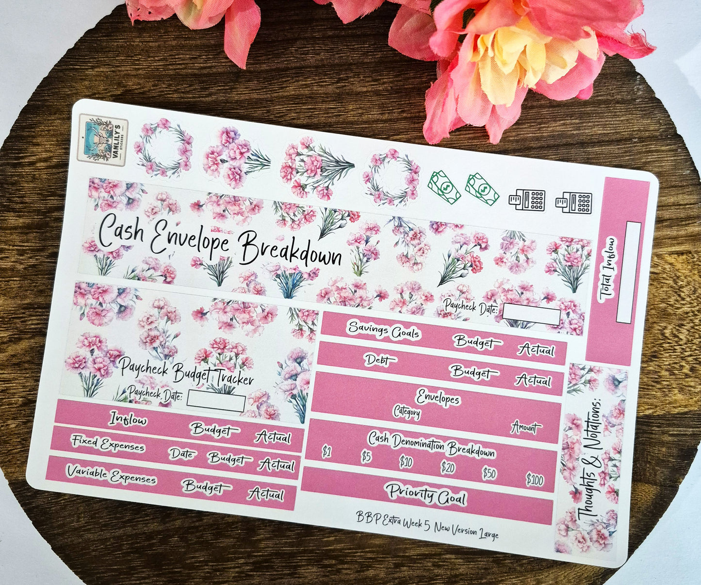 TBM BBP Workbook Sticker Kit, January Carnations, Birth Month Flower