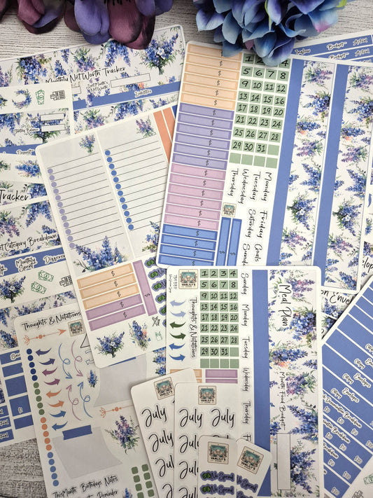 TBM BBP Workbook Sticker Kit, July Larkspur, Birth Month Flower