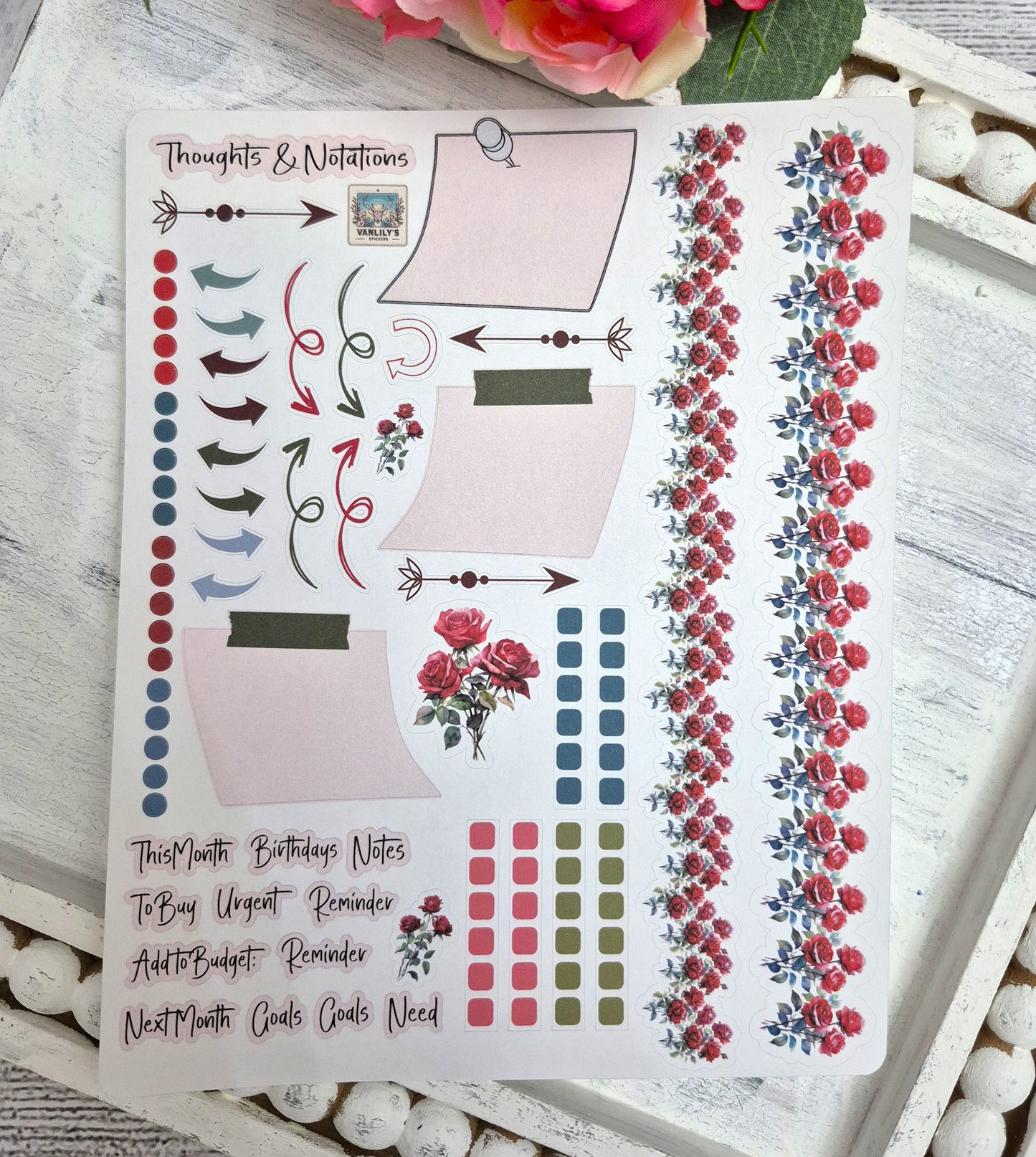 TBM BBP Workbook Sticker Kit, June Rose, Birth Month Flower