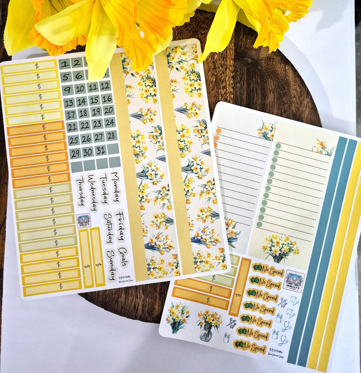 TBM BBP Workbook Sticker Kit, March Daffodils, Birth Month Flower