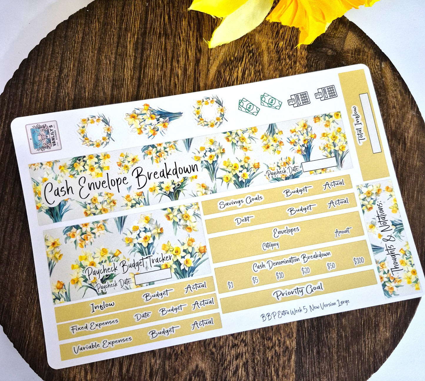 TBM BBP Workbook Sticker Kit, March Daffodils, Birth Month Flower
